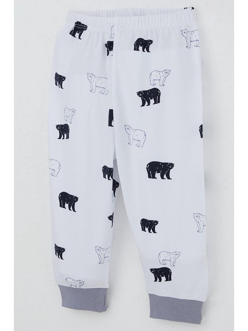 Erkek Bebek Pijama Takımı Omuzdan Patlı Sevimli Kutup Ayıcığı Desenli Beyaz (4 Ay-1 Yaş)-2