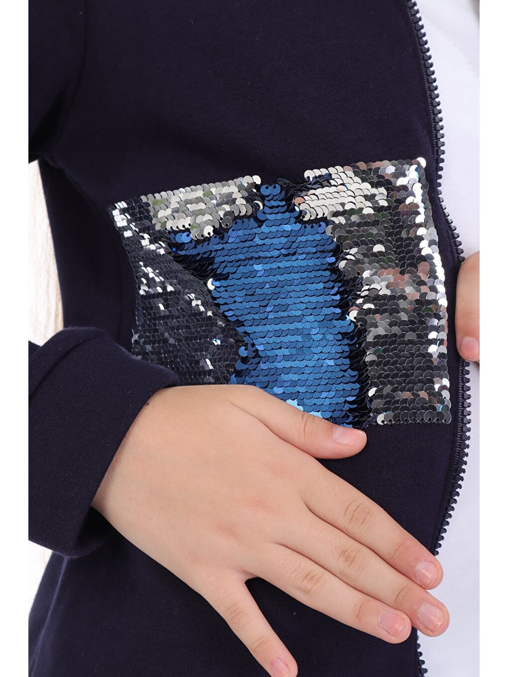 Lacivert Kız Çocuk Hırka Pul Nakış-3