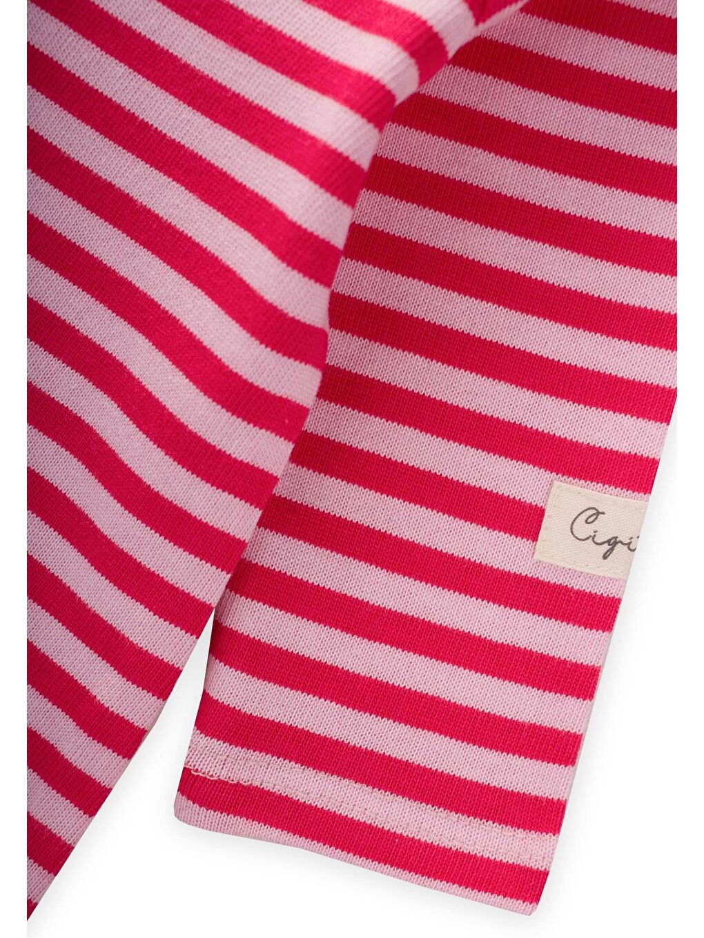 Pembe Çizgili Triko Tulum 0-3 Yaş Pudra Mercan-2