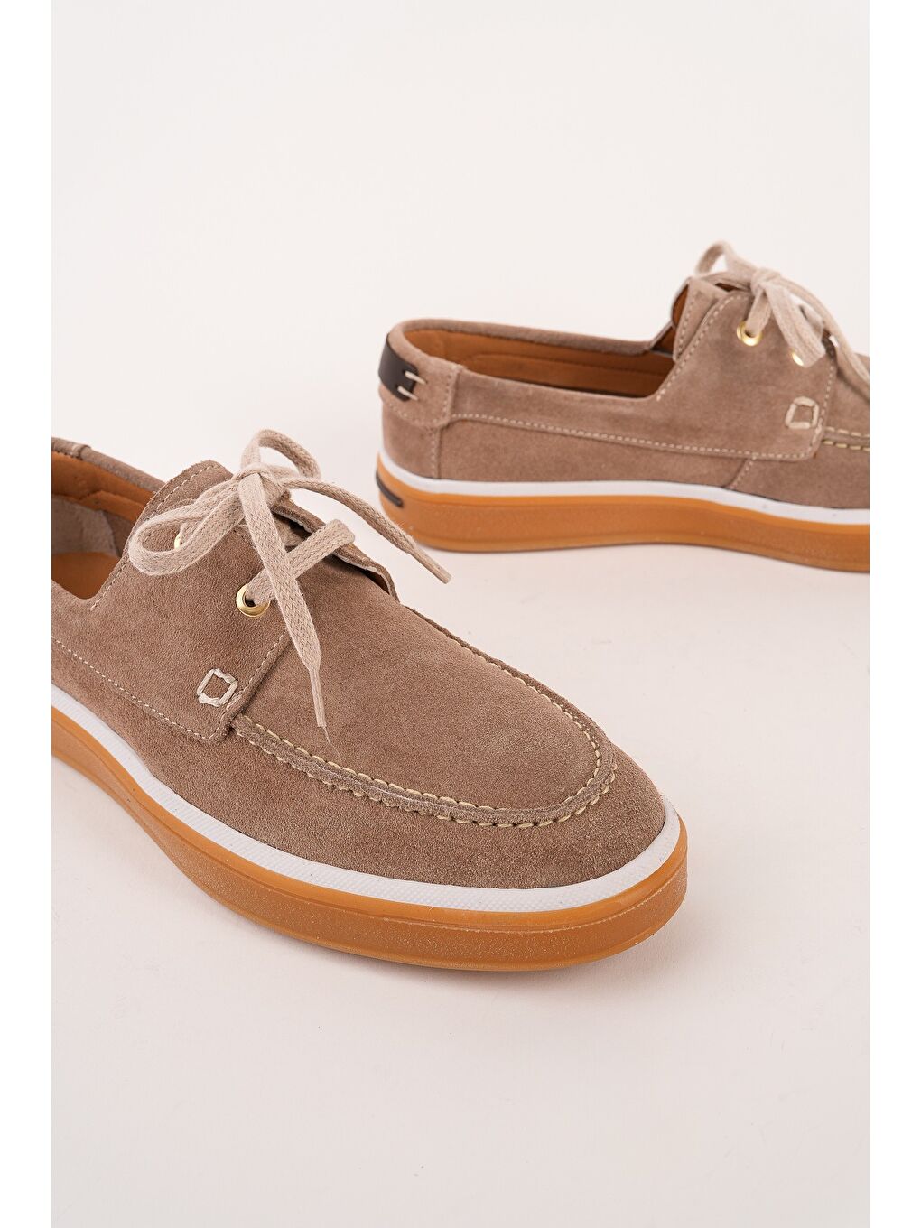 Bej CRAFT Hakiki Süet Deri Bağcıklı Erkek Günlük Loafer Ayakkabı-1