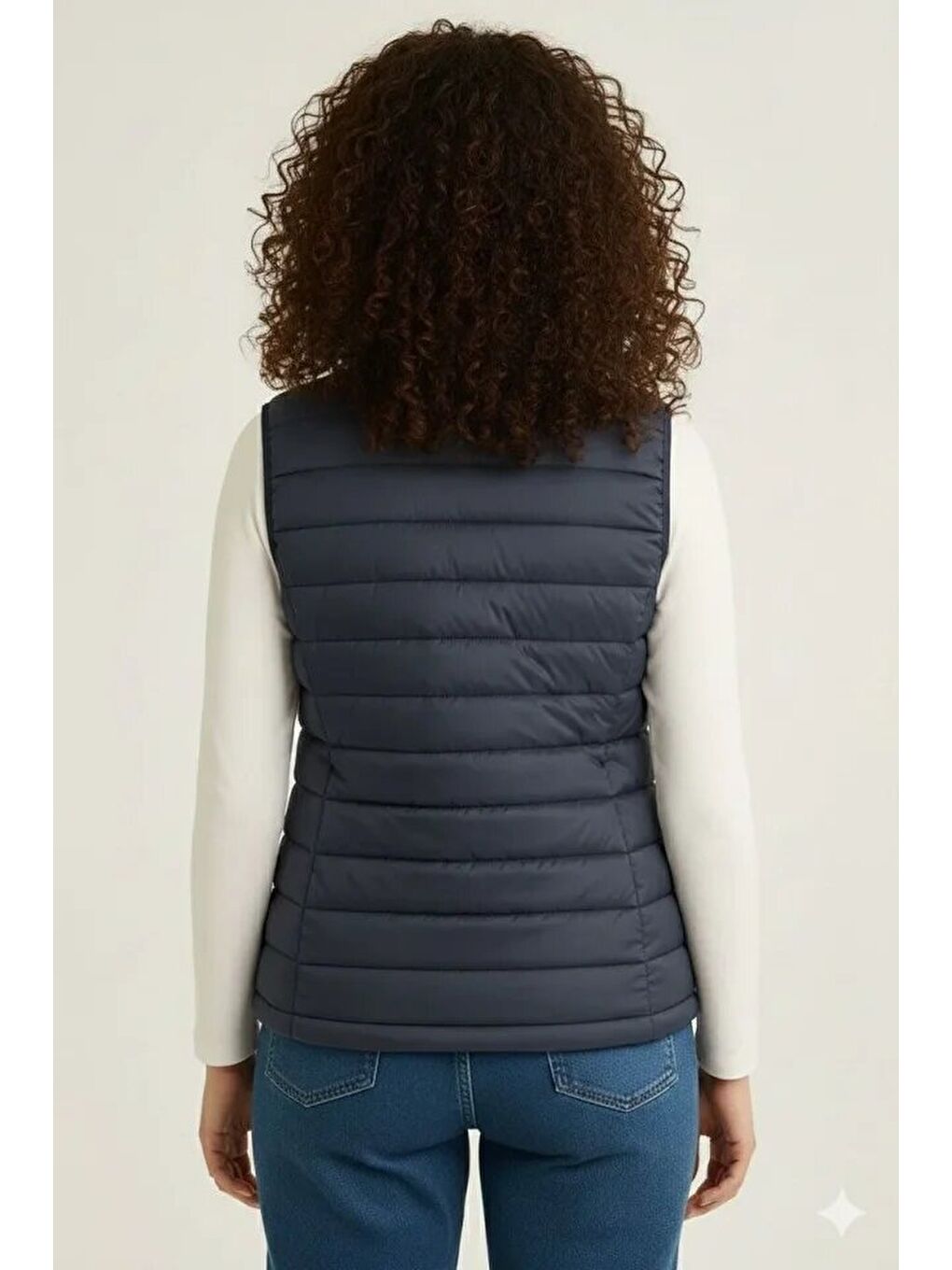 Şişme Fermuarlı Yelek Su Itici Kapitone Astarlı Kumaş Cepli Hafif Kışlık Spor Rahat Kalıp - Lacivert-3