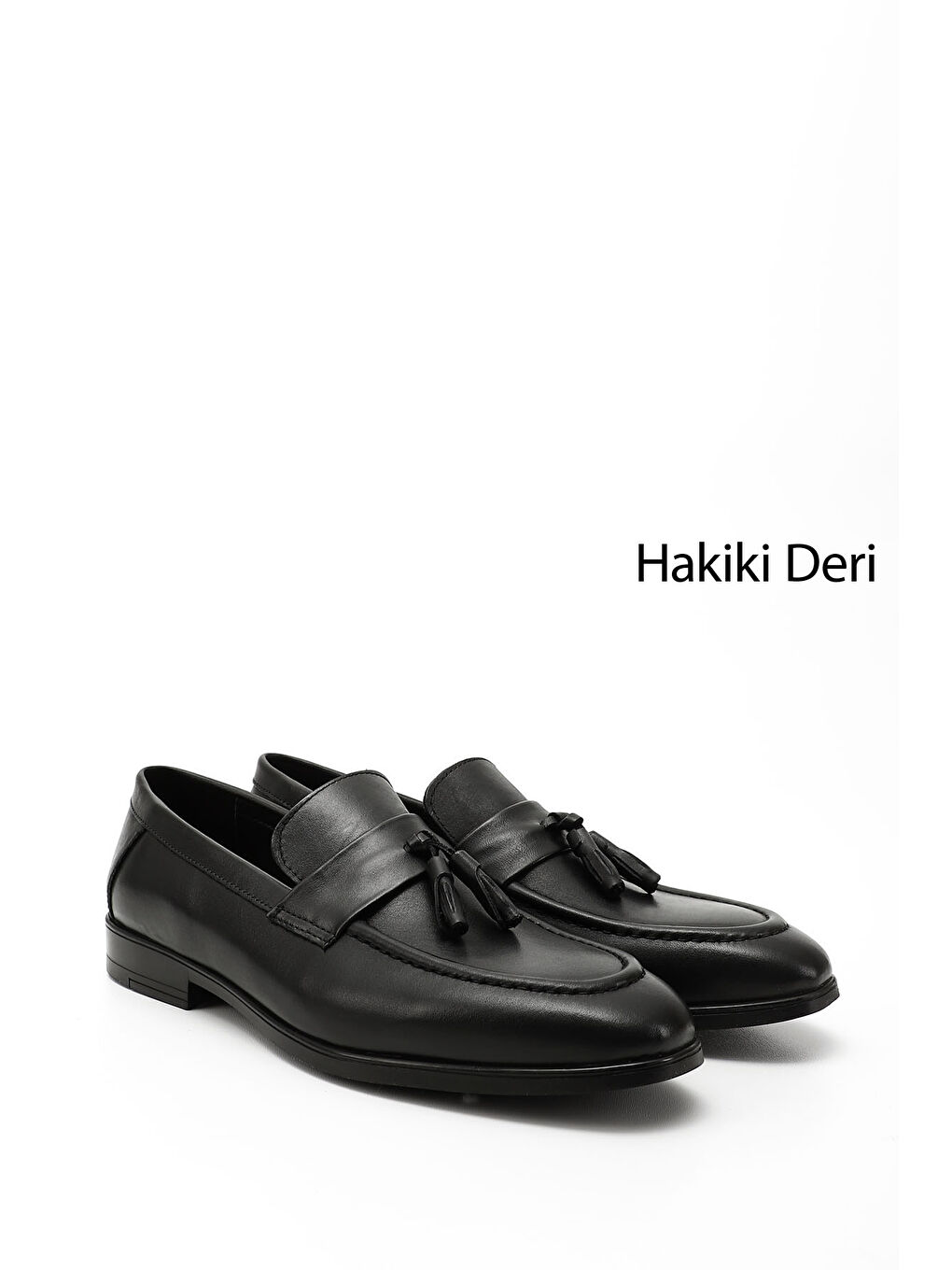 Mor Erkek ZÜMRÜT-SİYAH Püsküllü Hakiki Deri Loafer Ayakkabı-1