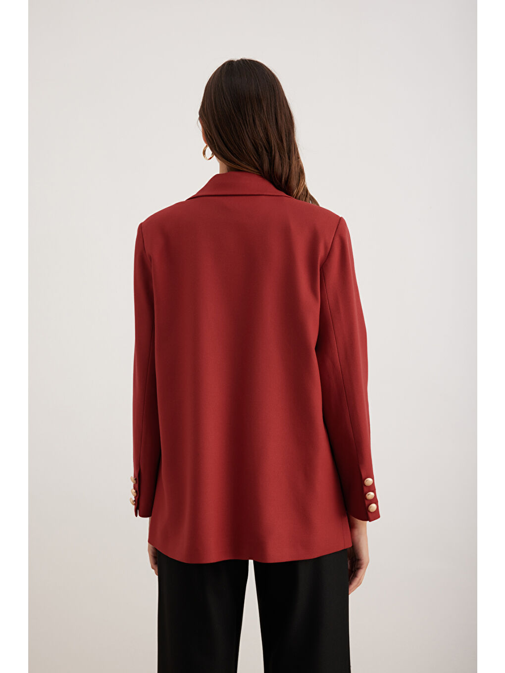 Kırmızı Düğmeli Viscon Ceket-4