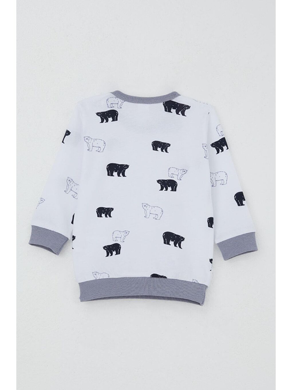 Erkek Bebek Pijama Takımı Omuzdan Patlı Sevimli Kutup Ayıcığı Desenli Beyaz (4 Ay-1 Yaş)-5
