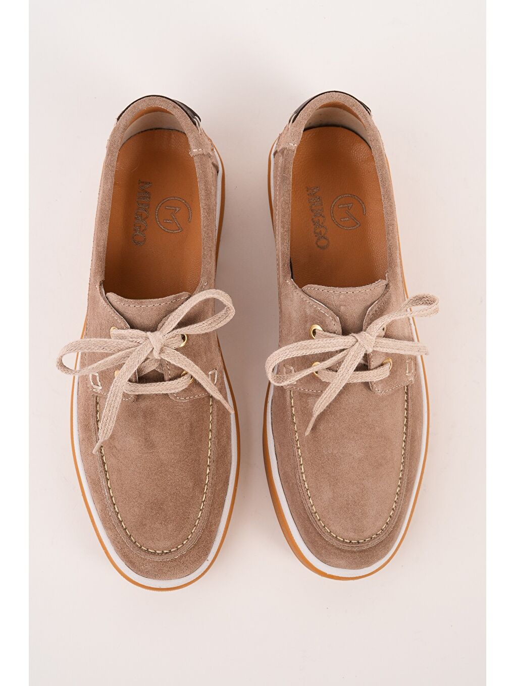 Bej CRAFT Hakiki Süet Deri Bağcıklı Erkek Günlük Loafer Ayakkabı-4