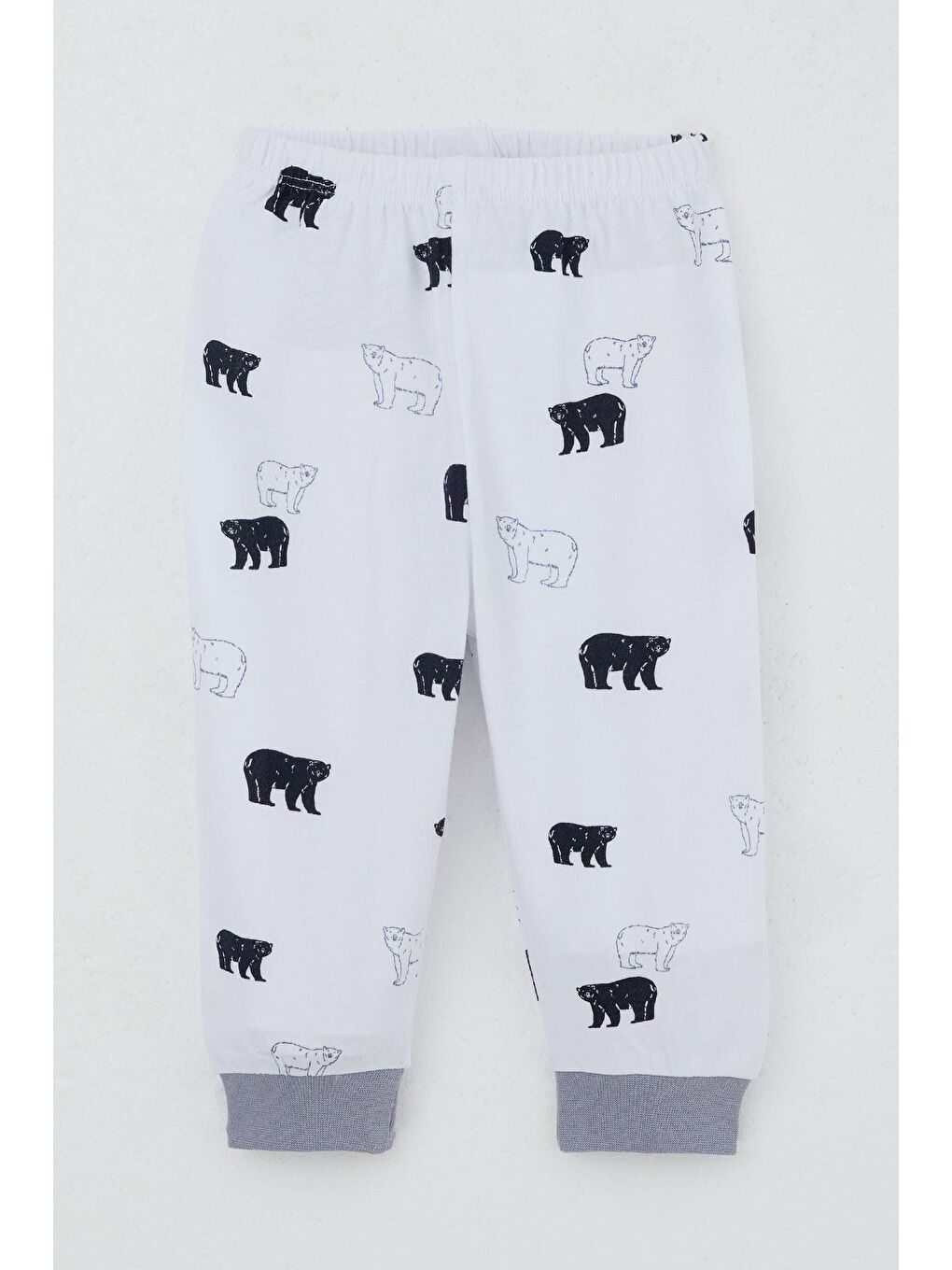 Erkek Bebek Pijama Takımı Omuzdan Patlı Sevimli Kutup Ayıcığı Desenli Beyaz (4 Ay-1 Yaş)-6