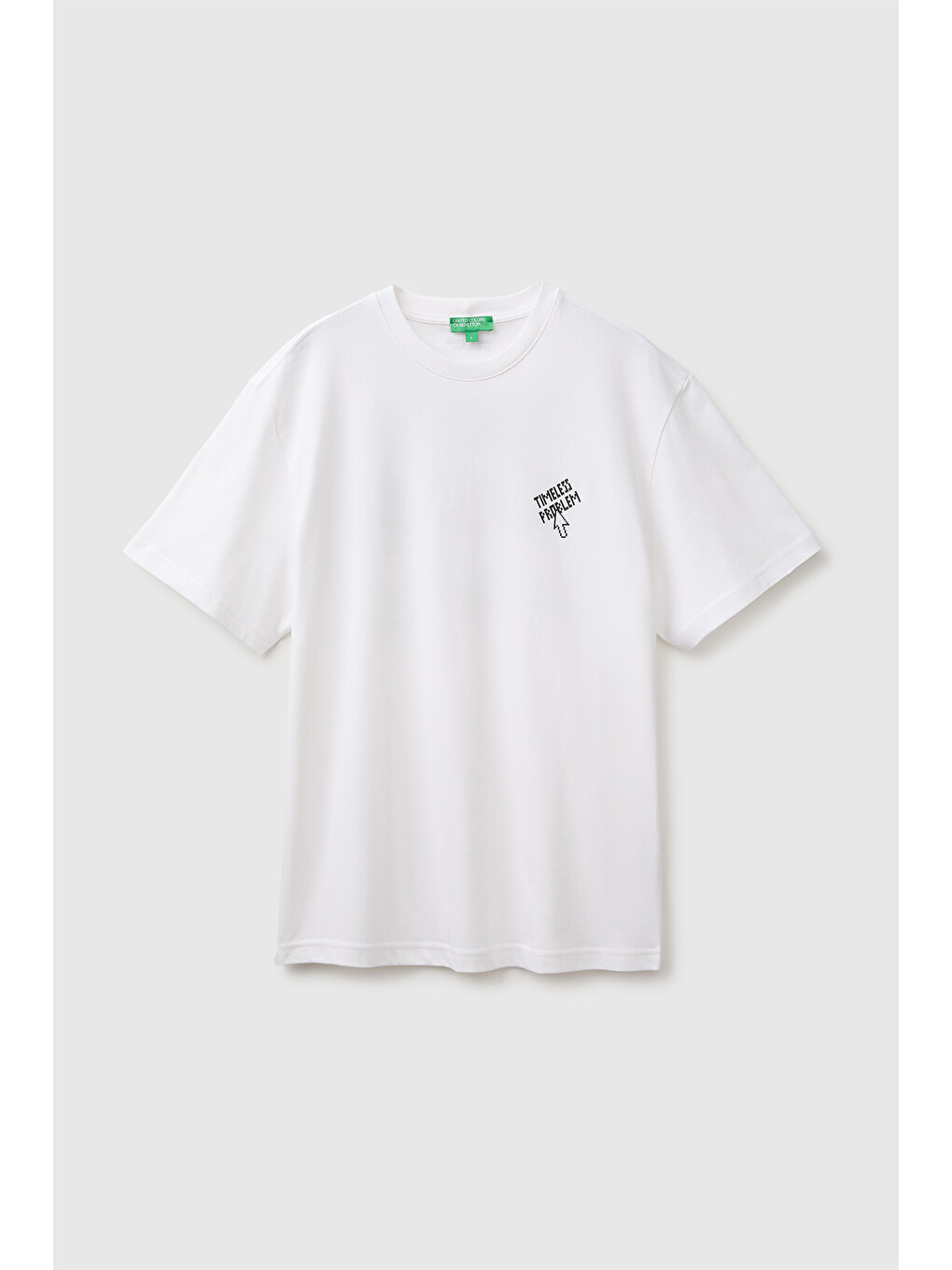 Erkek Beyaz %100 Pamuk Relaxed Fit Kısa Kollu T-shirt