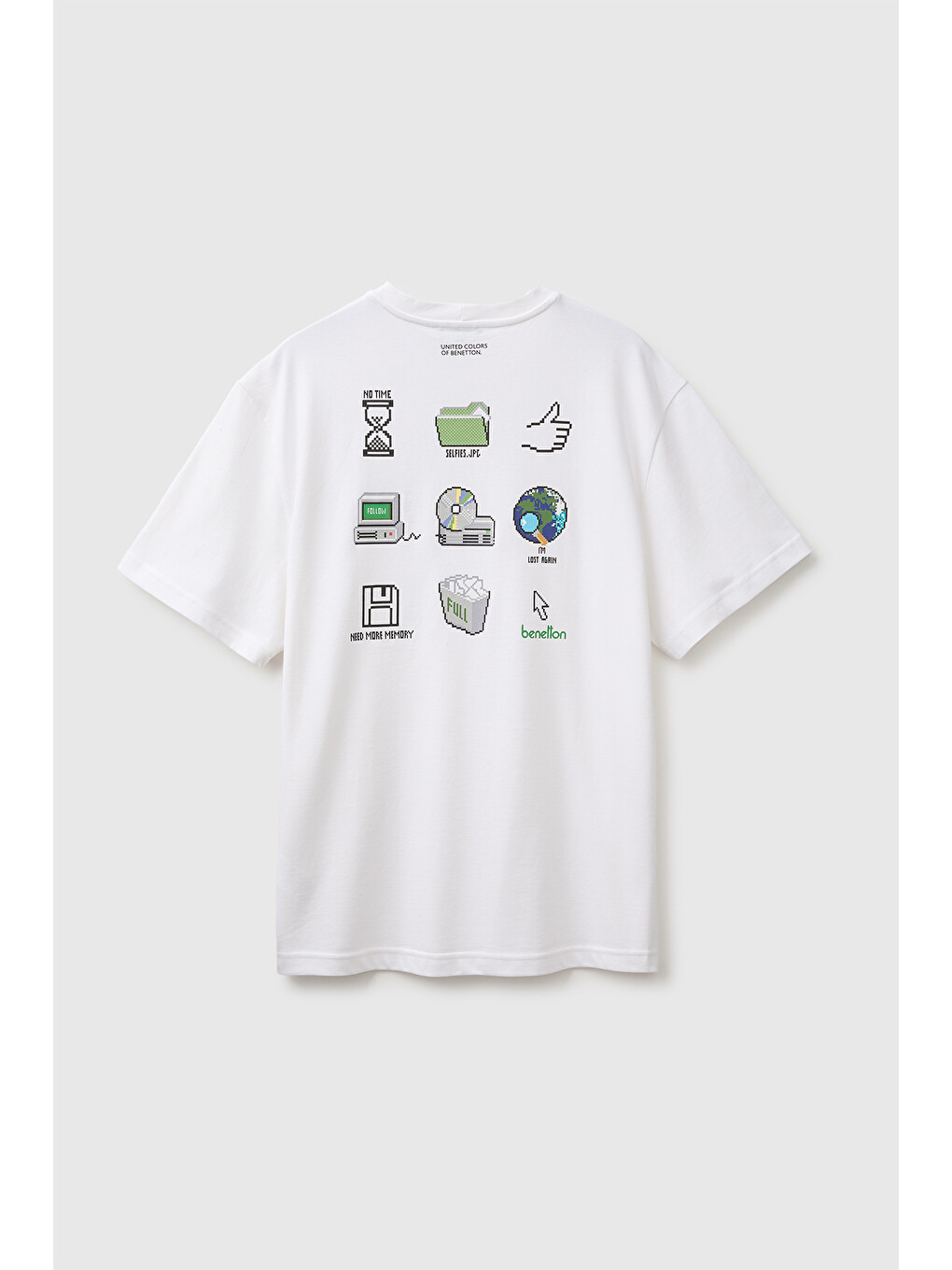Erkek Beyaz %100 Pamuk Relaxed Fit Kısa Kollu T-shirt-1