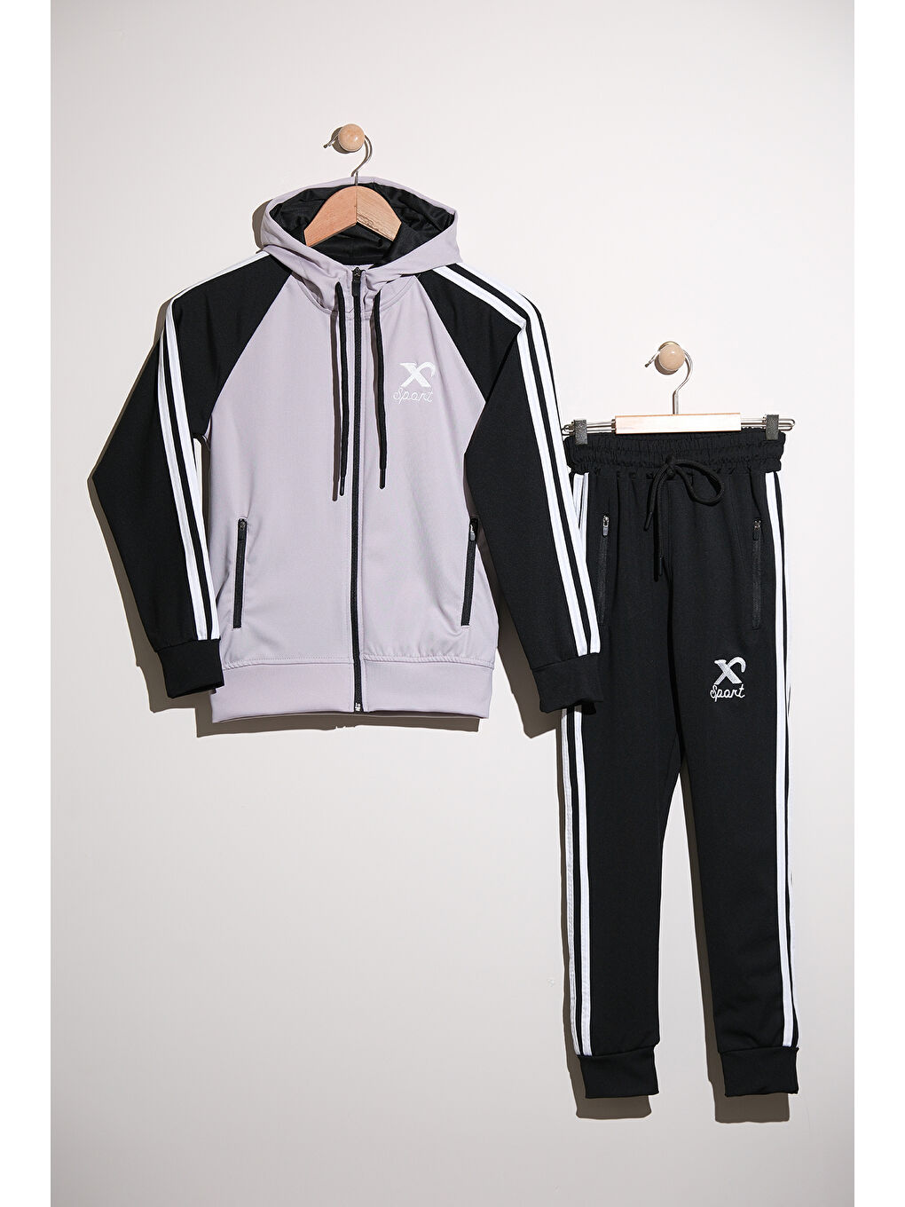 Gri Unisex Dalgıç Kumaş Spor  Çocuk Eşofman Takımı ESF.2525