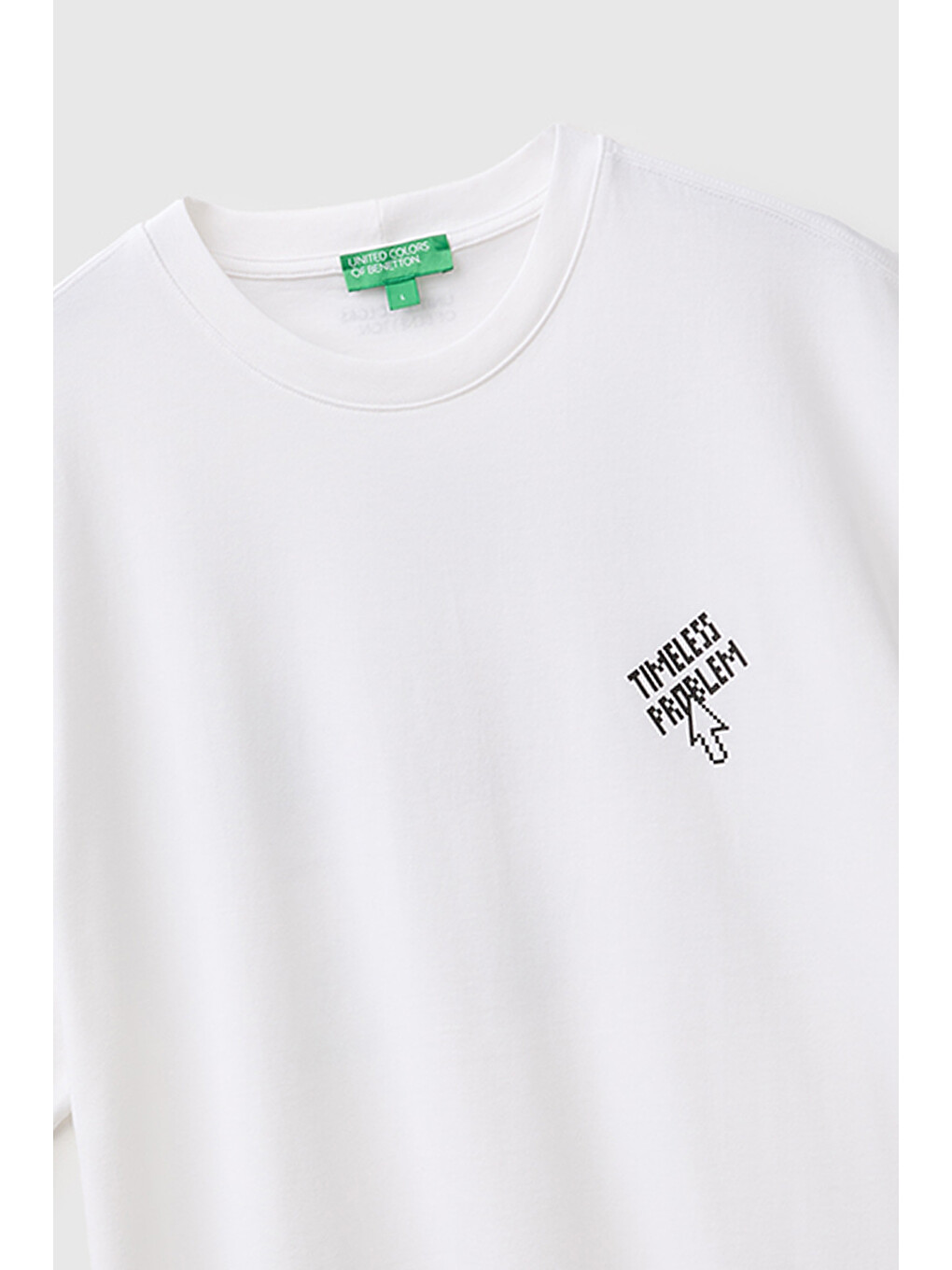 Erkek Beyaz %100 Pamuk Relaxed Fit Kısa Kollu T-shirt-2