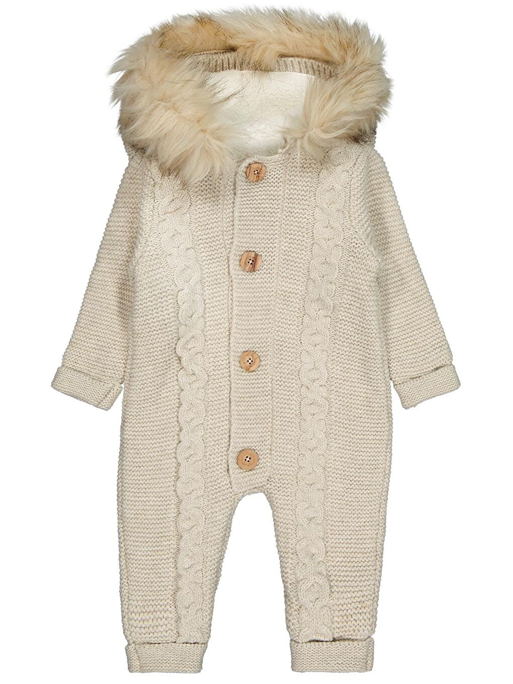 Beybek Kapüşonlu 3-12 Ay Tulum - Bej 6-9 Ay