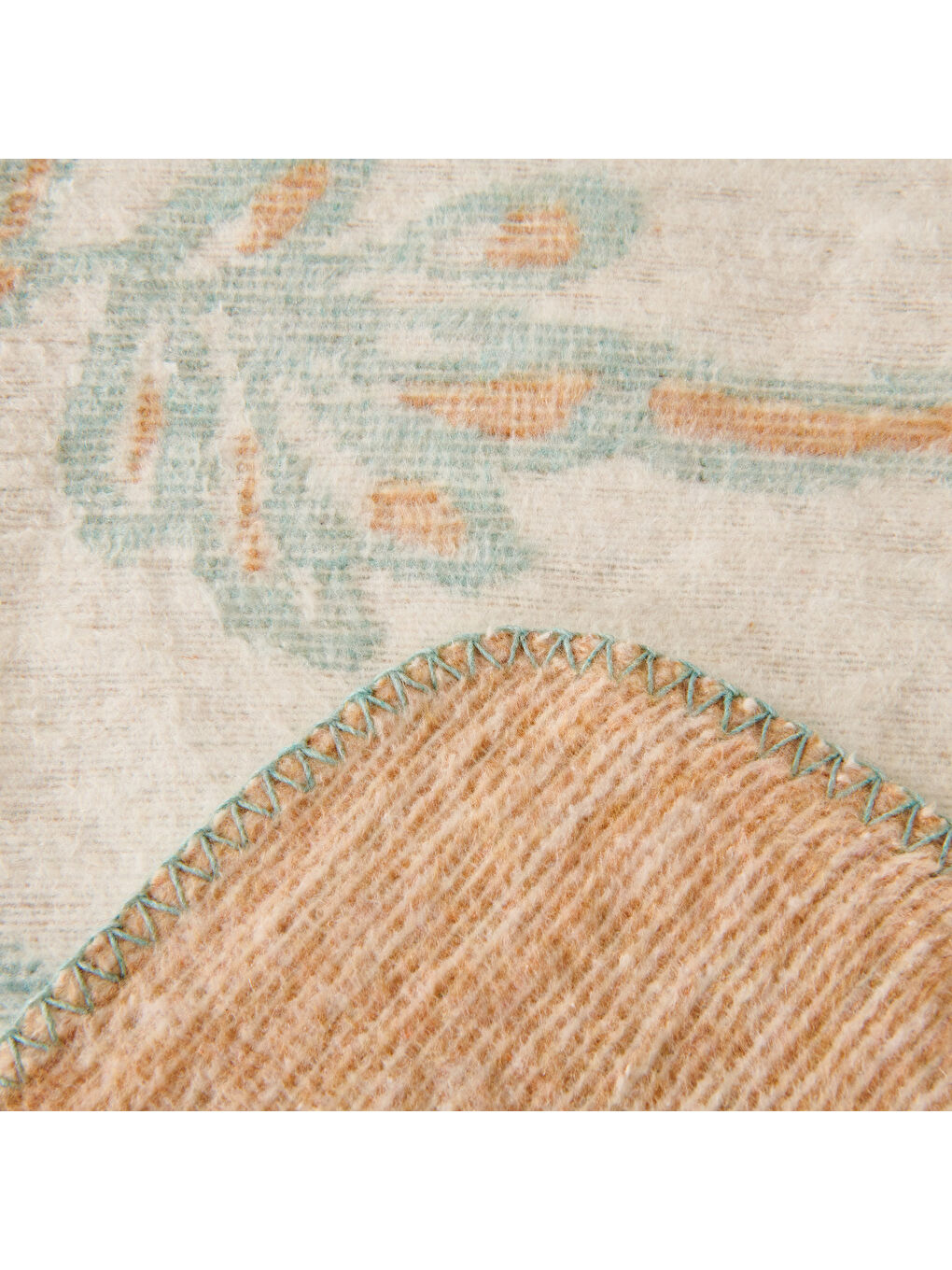 Lila Soft Nava Pamuklu Çift Kişilik Battaniye - Ekru / Yeşil - 200x220 cm-2