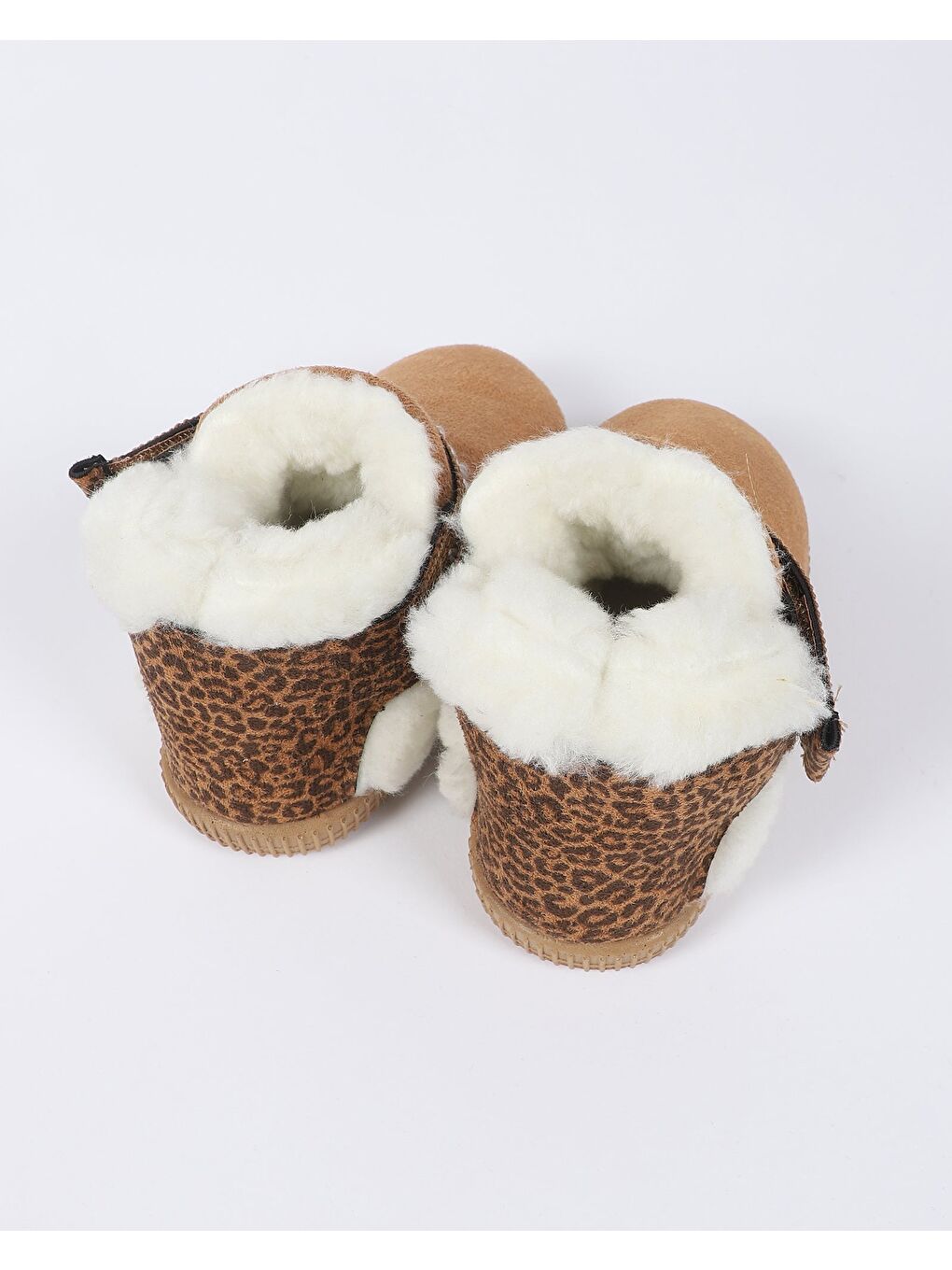 Kahverengi Çocuk Süet Desenli Biyeli Cırtlı Ev Ayakkabısı Panduf - ASTRA-3