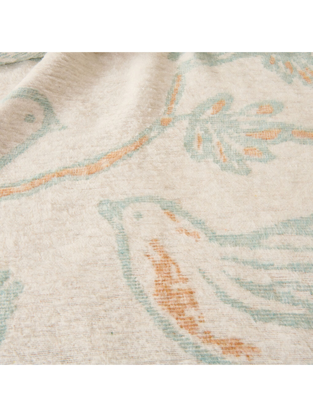 Lila Soft Nava Pamuklu Çift Kişilik Battaniye - Ekru / Yeşil - 200x220 cm-3