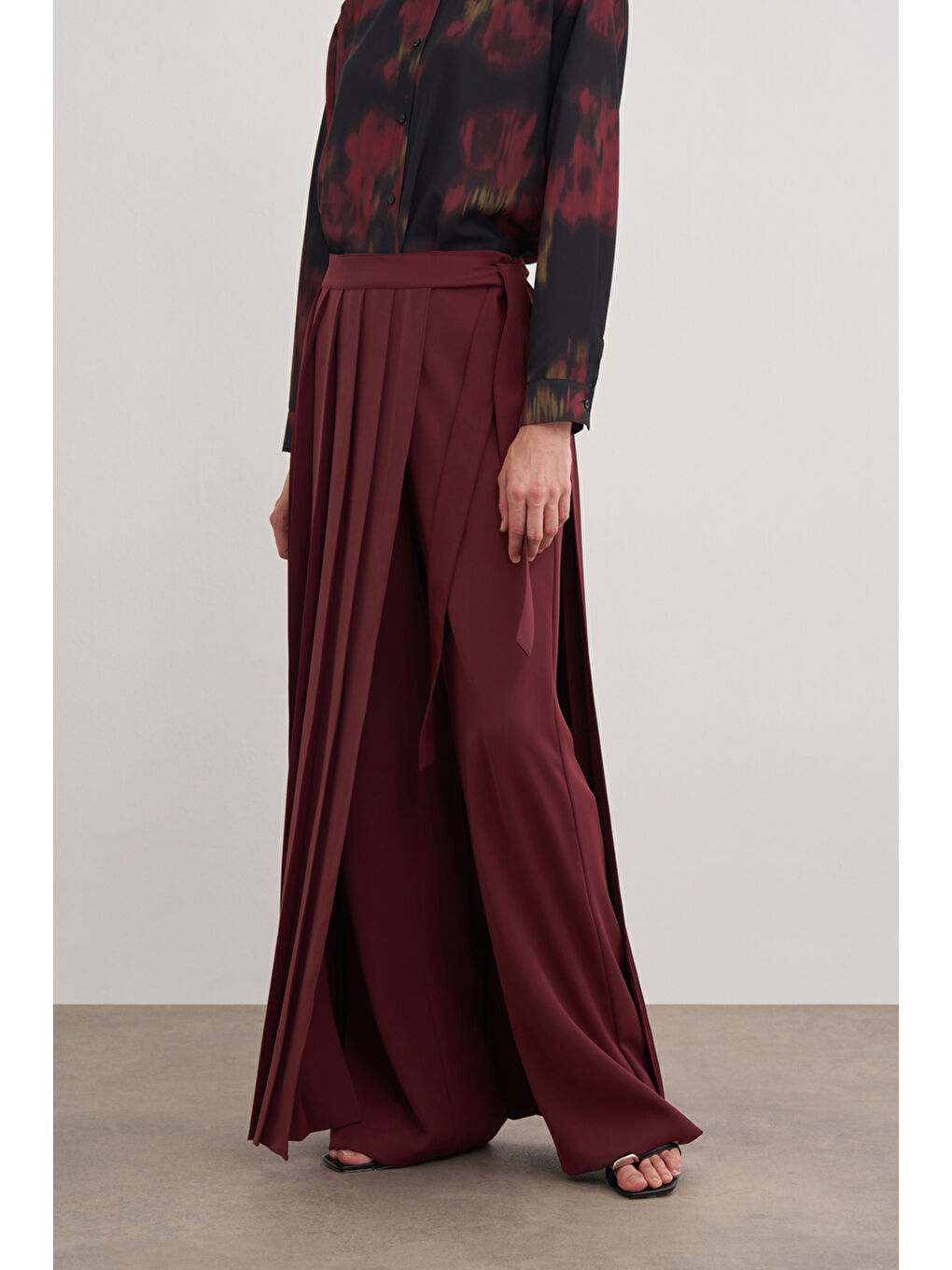 Bordo 14122111 Bol Paça Düz Renk Pantolon Etek-1