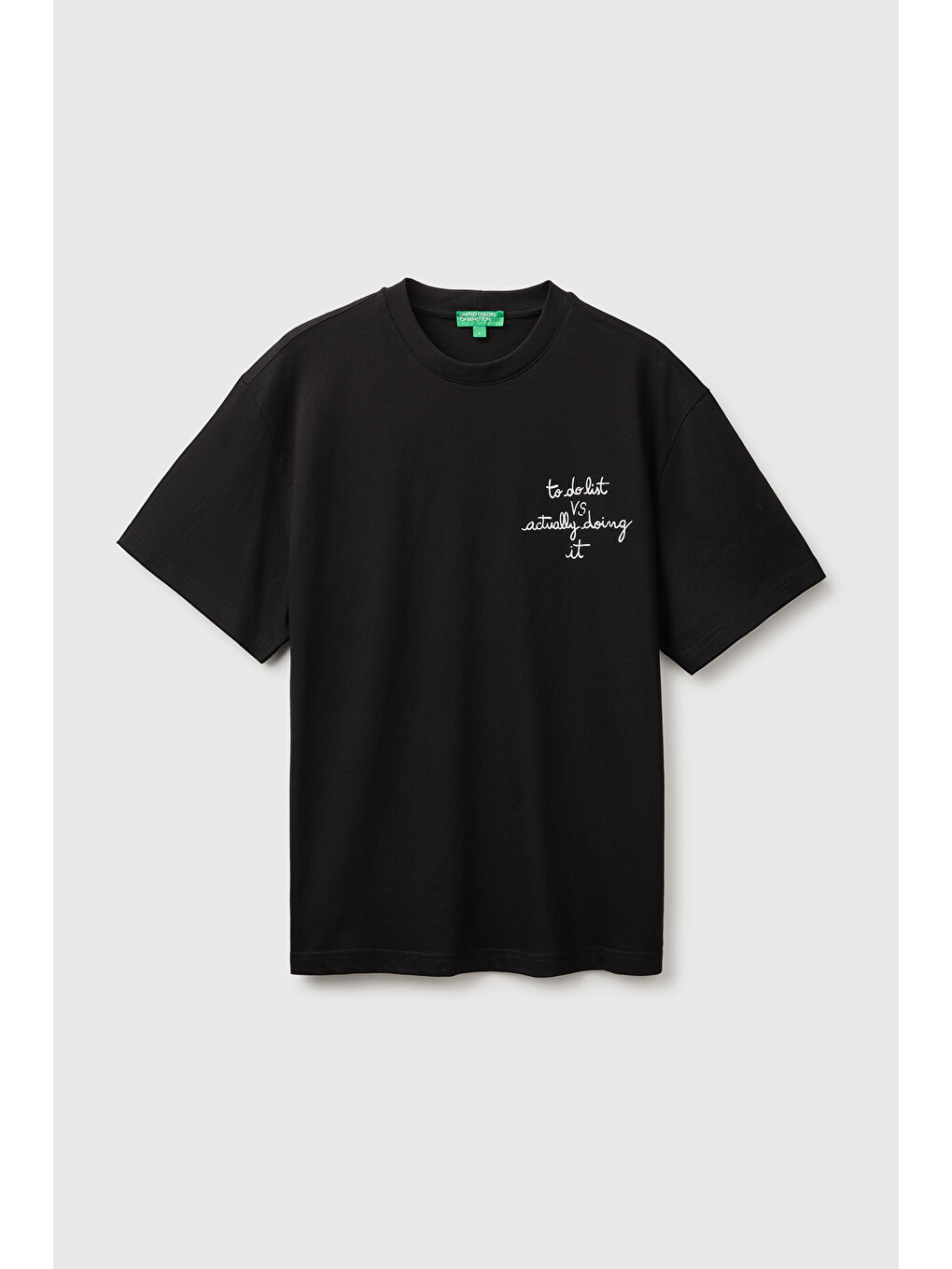 Erkek Siyah %100 Pamuk Relaxed Fit Kısa Kollu T-shirt