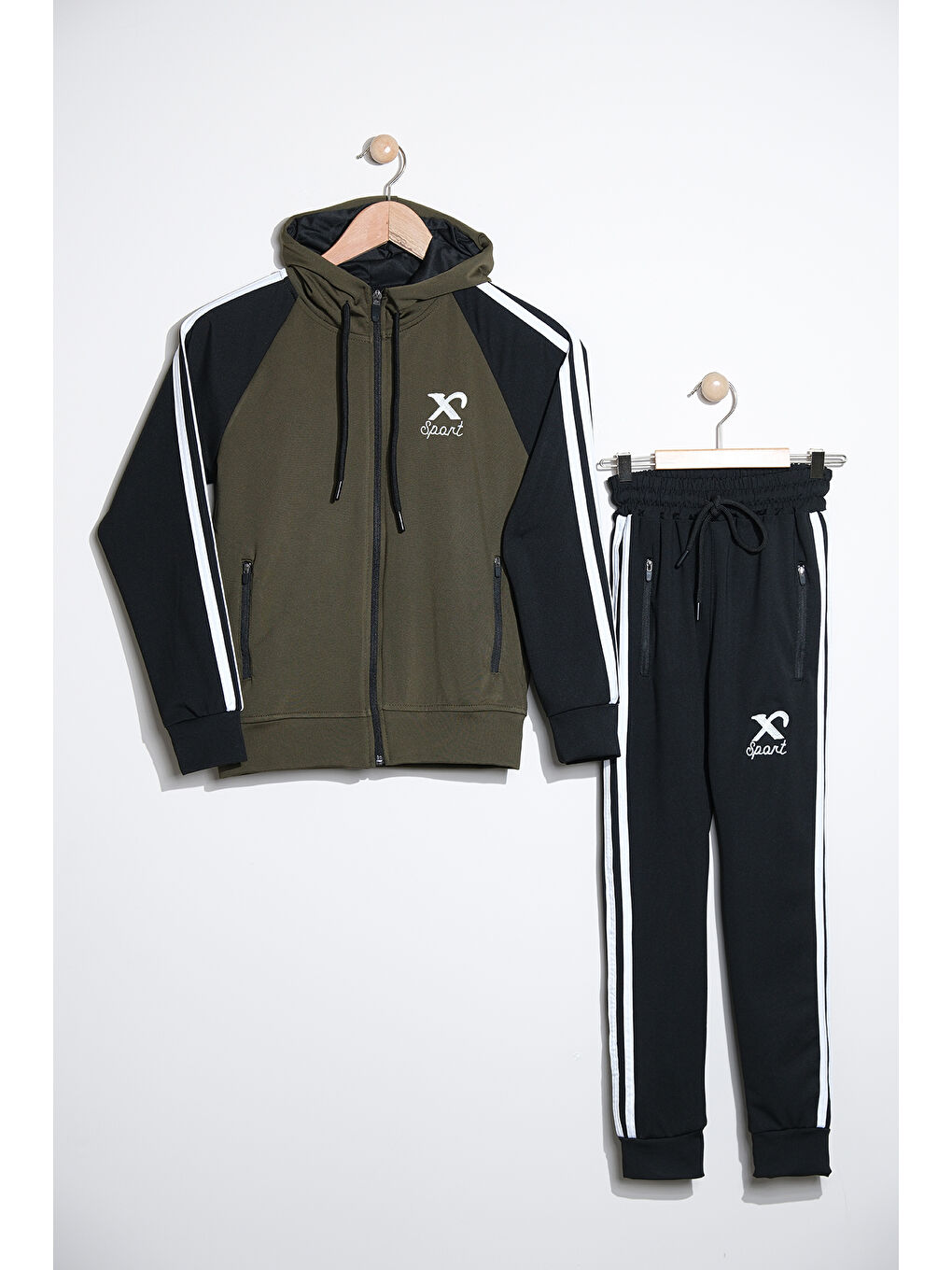 Haki Unisex Dalgıç Kumaş Spor  Çocuk Eşofman Takımı ESF.2525