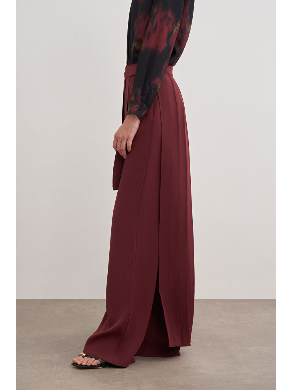 Bordo 14122111 Bol Paça Düz Renk Pantolon Etek-2