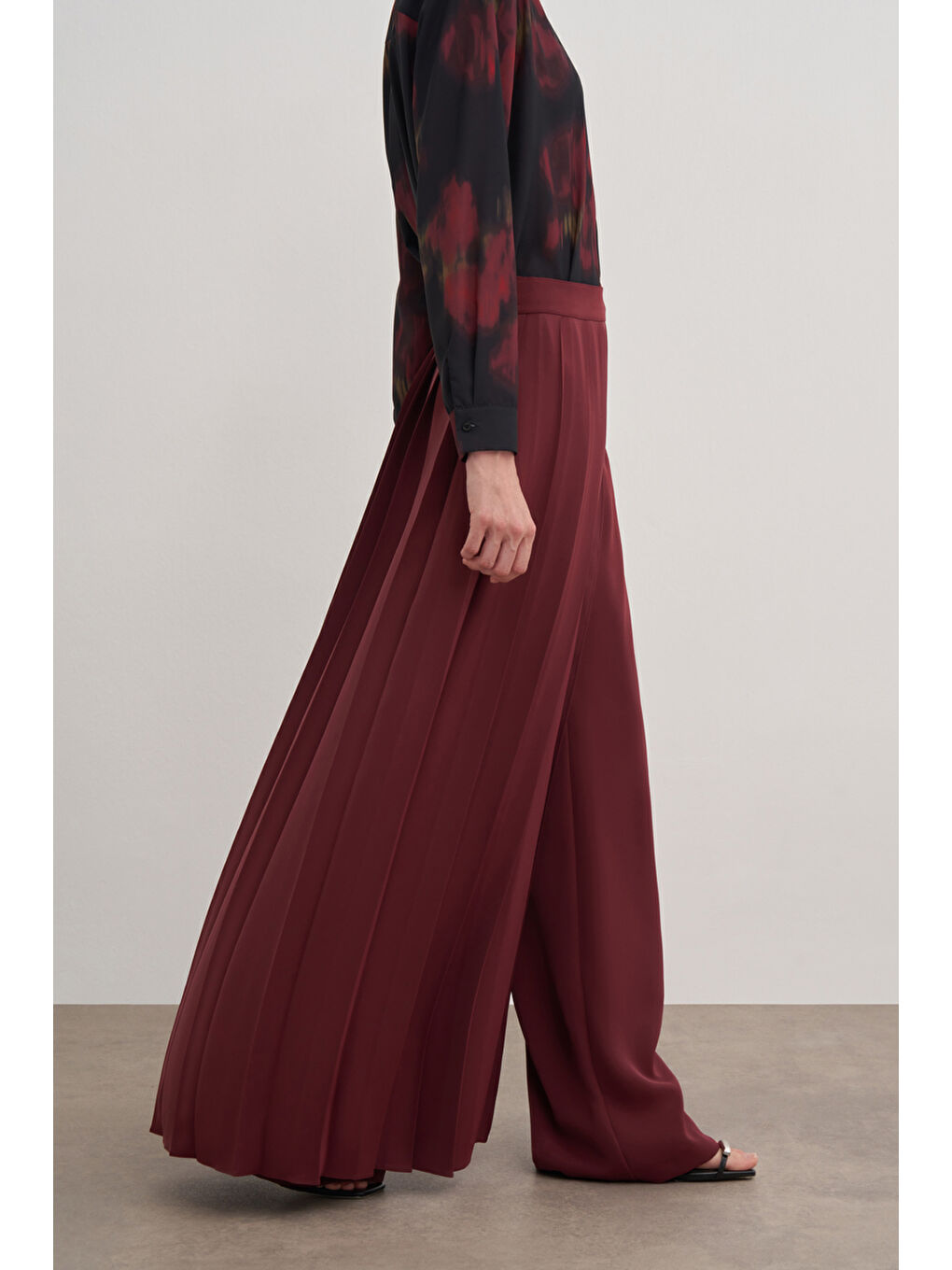 Bordo 14122111 Bol Paça Düz Renk Pantolon Etek-3