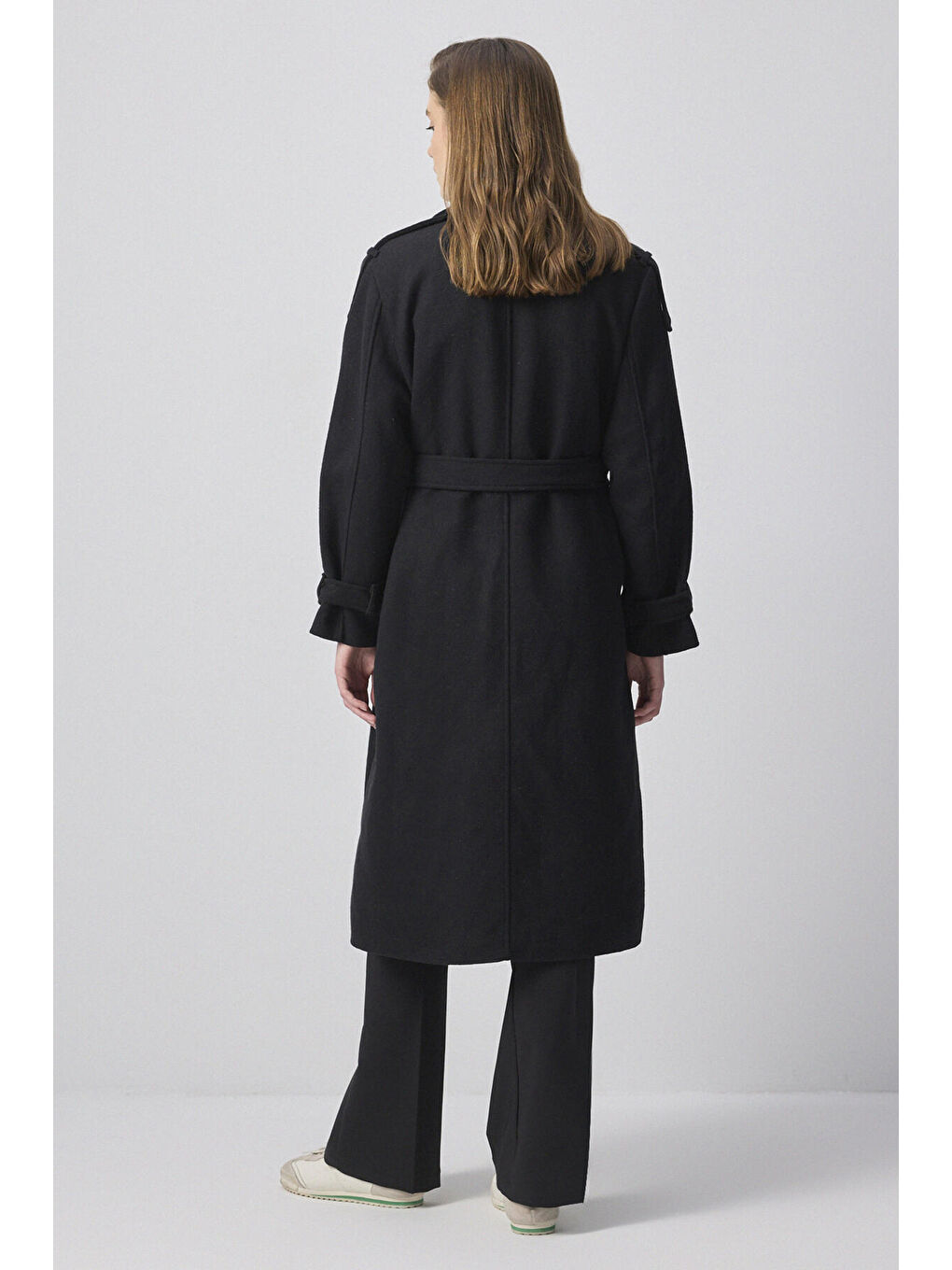 Siyah Kuşaklı Kaşe Kaban-3