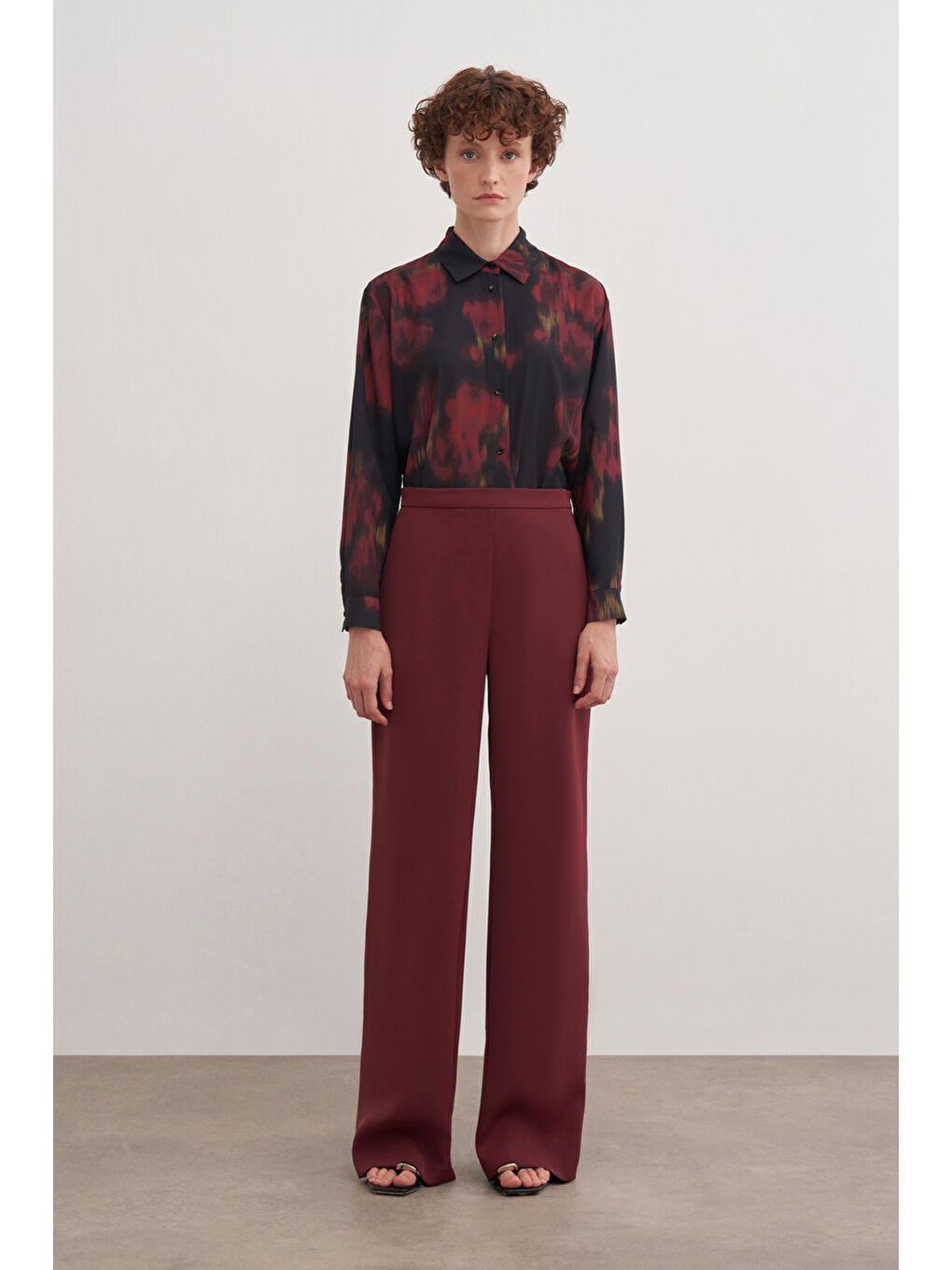 Bordo 14122111 Bol Paça Düz Renk Pantolon Etek-4