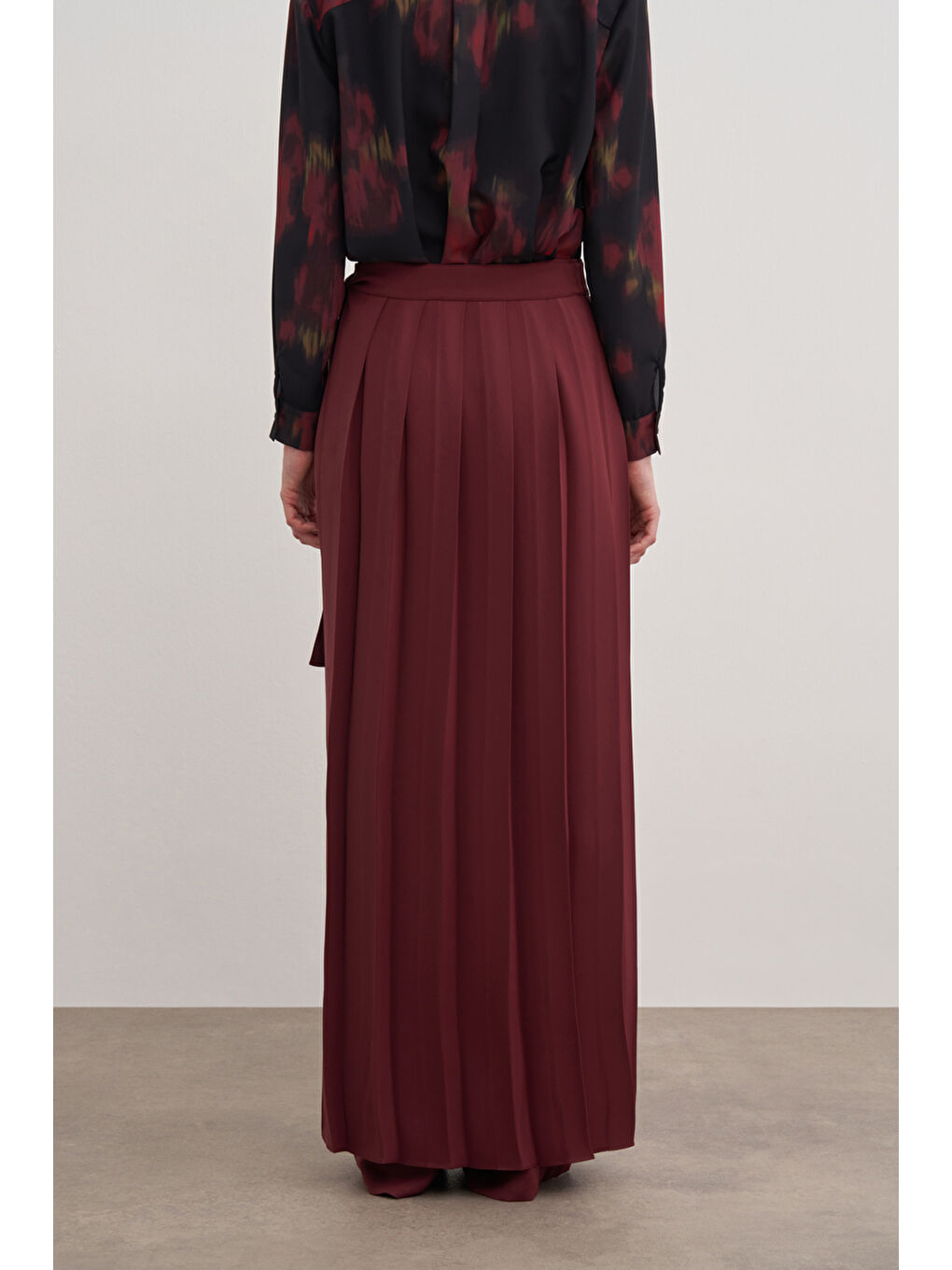 Bordo 14122111 Bol Paça Düz Renk Pantolon Etek-5