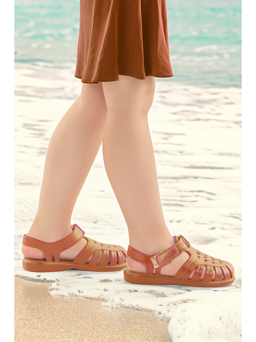 Bej Fina Günlük Deniz Havuz Plaj Erkek Çocuk Sandalet Ayakkabı-2