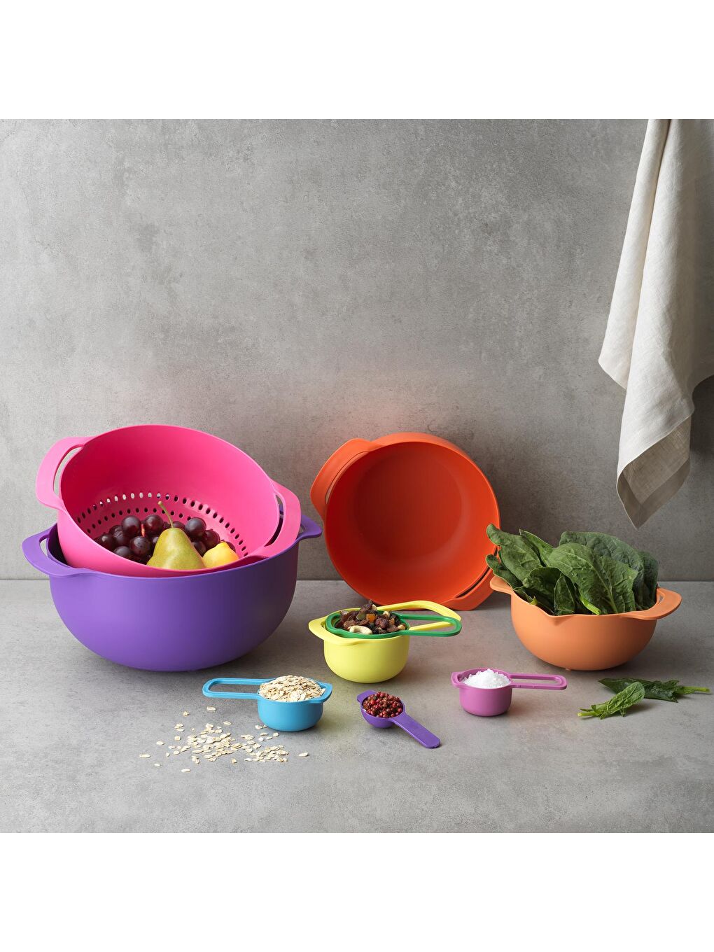Mor Pratico Karıştırma ve Ölçü Kabı Seti 9 Parça-Asorti