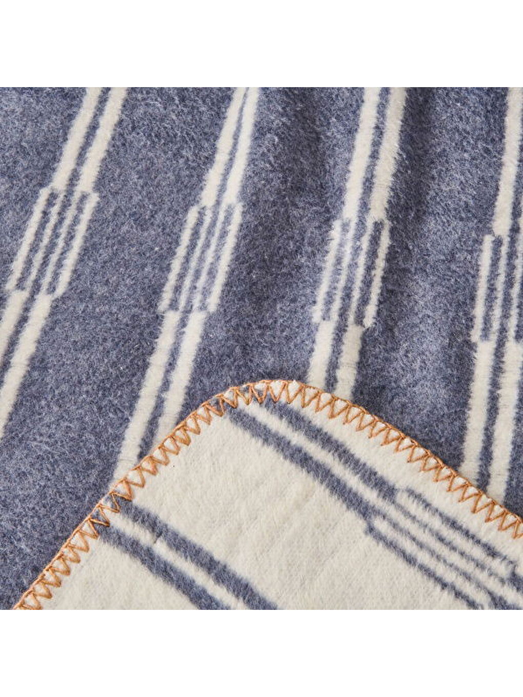 Soft Mavruz Pamuklu Çift Kişilik Battaniye - Mavi - 200x220 cm-1