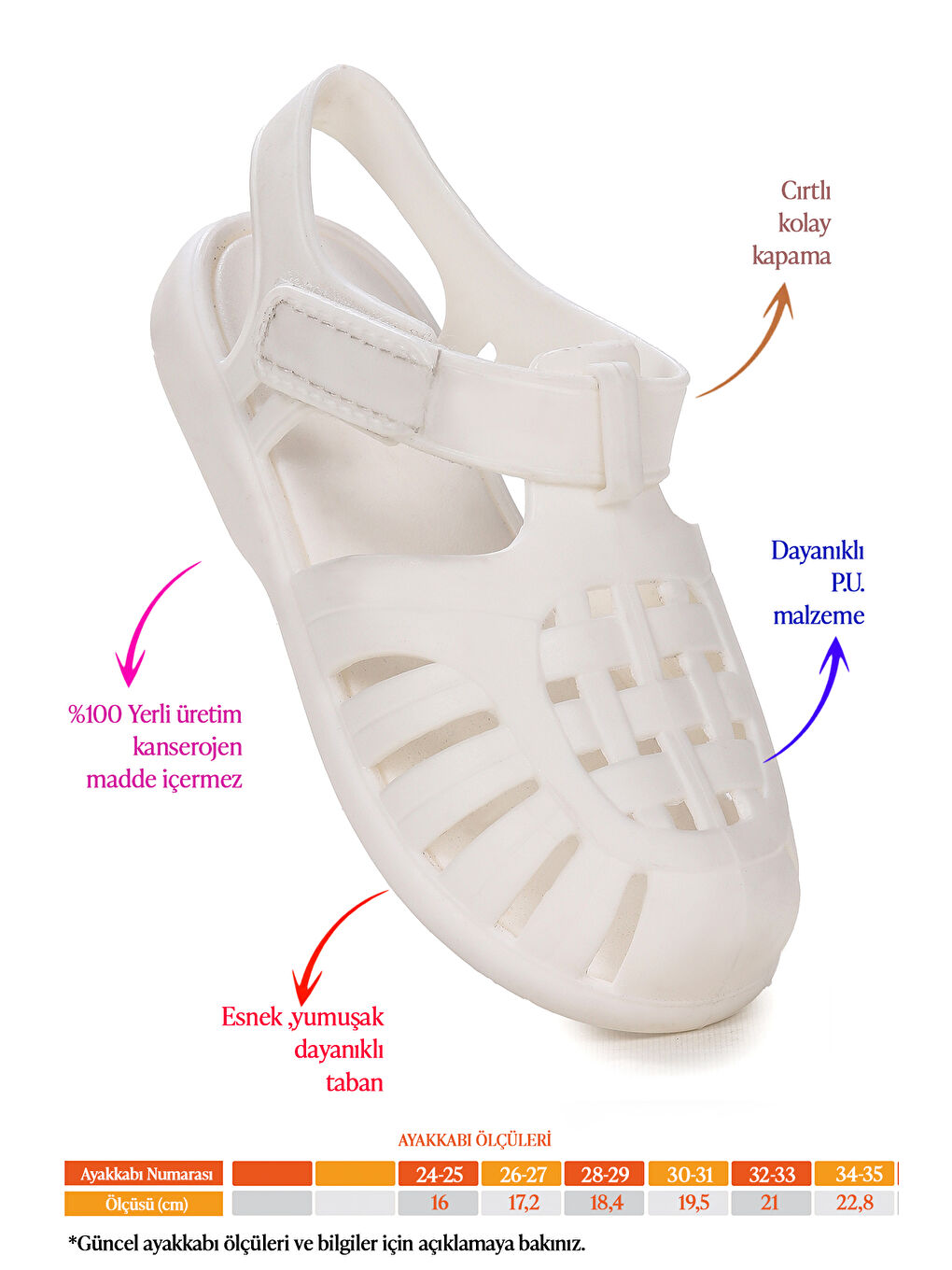 Beyaz Fina Günlük Deniz Havuz Plaj Kız Çocuk Sandalet Ayakkabı-1