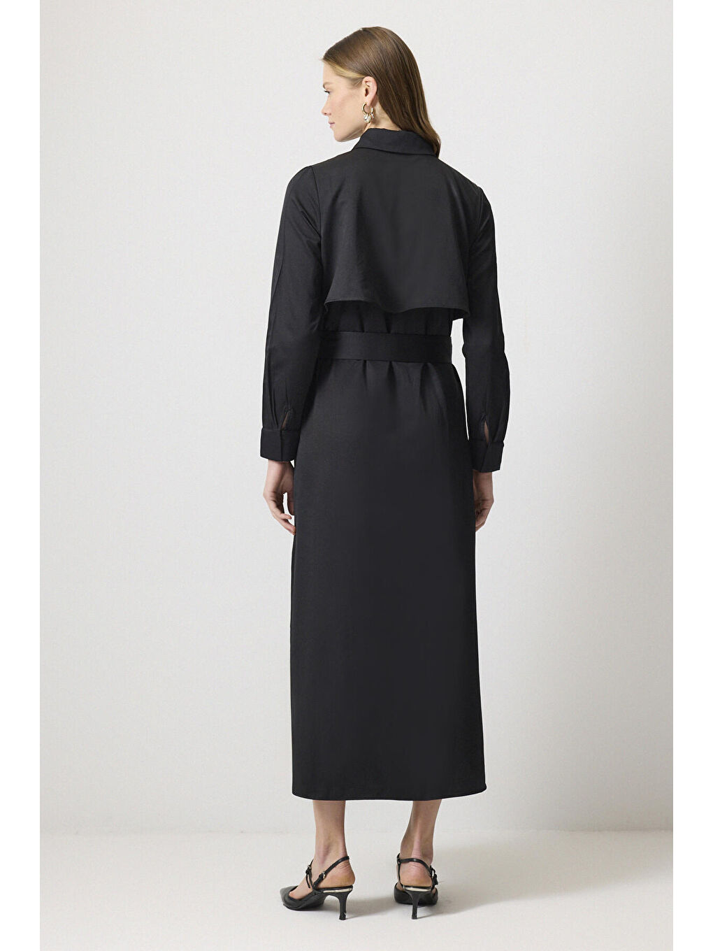 Siyah Kuşaklı Gömlek Elbise-3