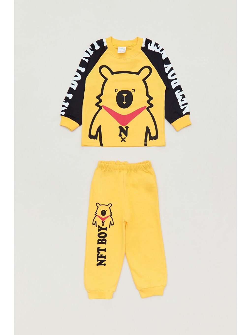 Sarı Baskılı Bisiklet Yaka Erkek Çocuk Takım