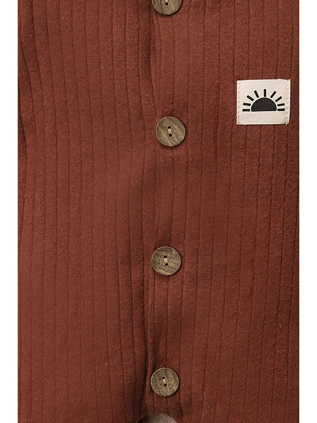 Kahverengi Bereli Güneş Armalı Düz Renk Tulum Bebek Takımı-2