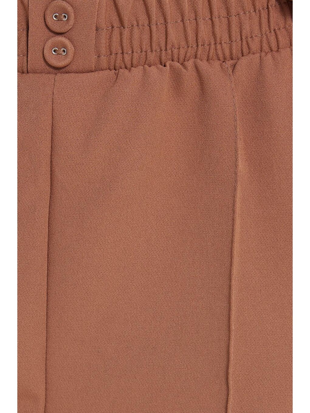 Kadın Relax Fit Rahat Kesim Yüksel Bel Düz Paça Beli Lastikli Bej Pantolon-2