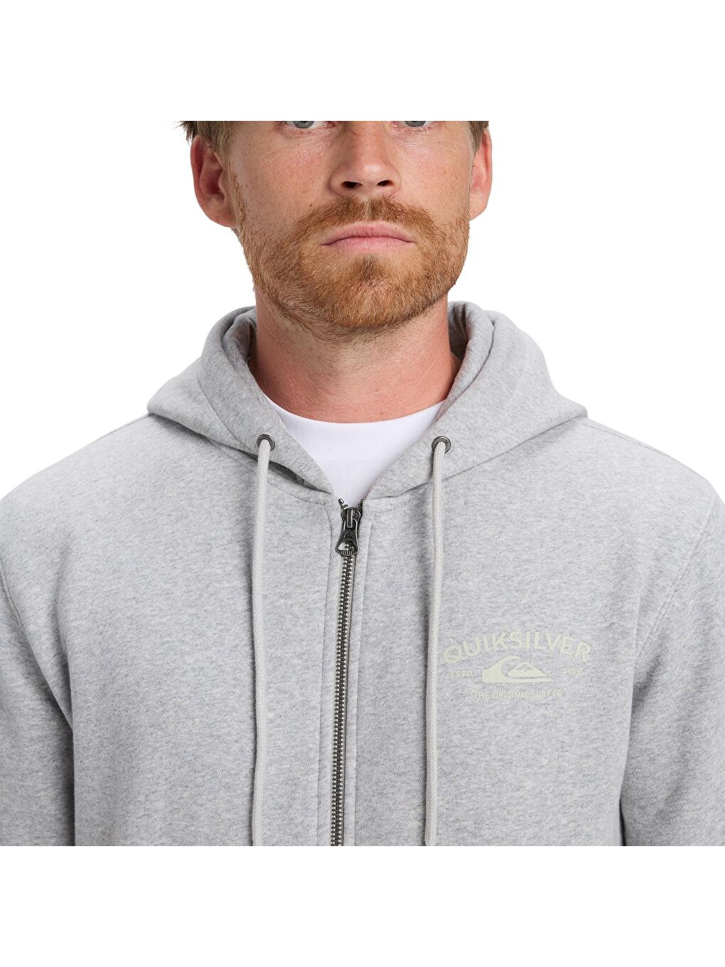Zip Hood Chest Logo Erkek Gri Fermuarlı Sweatshirt-2