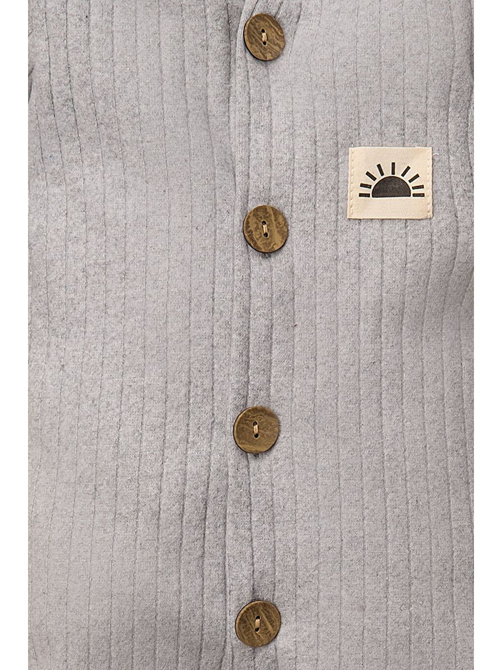 Gri Bereli Güneş Armalı Düz Renk Tulum Bebek Takımı-2