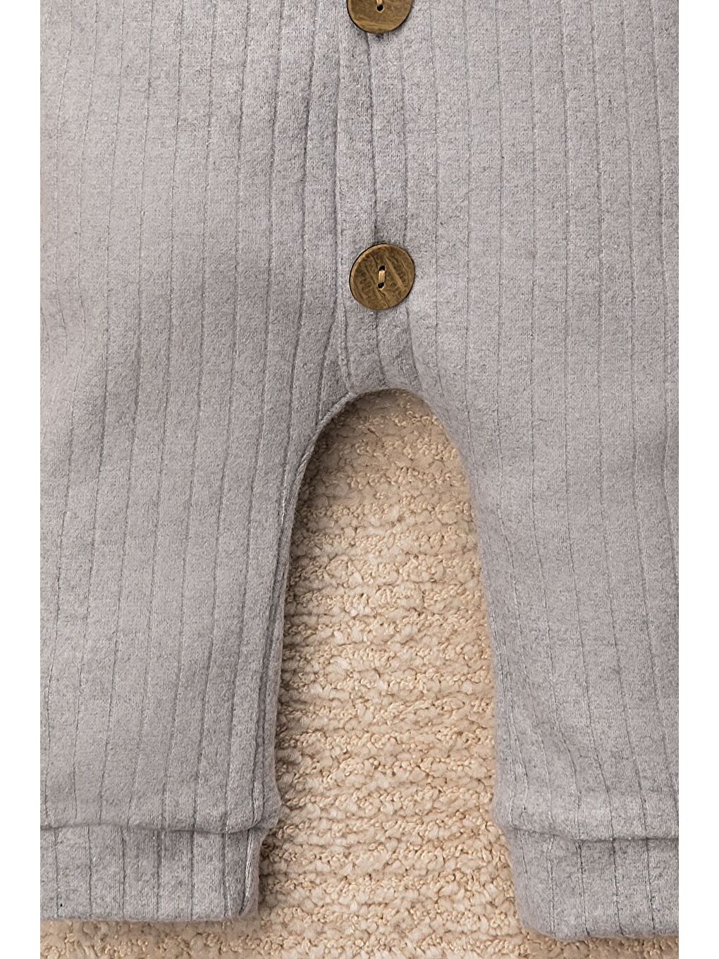 Gri Bereli Güneş Armalı Düz Renk Tulum Bebek Takımı-3