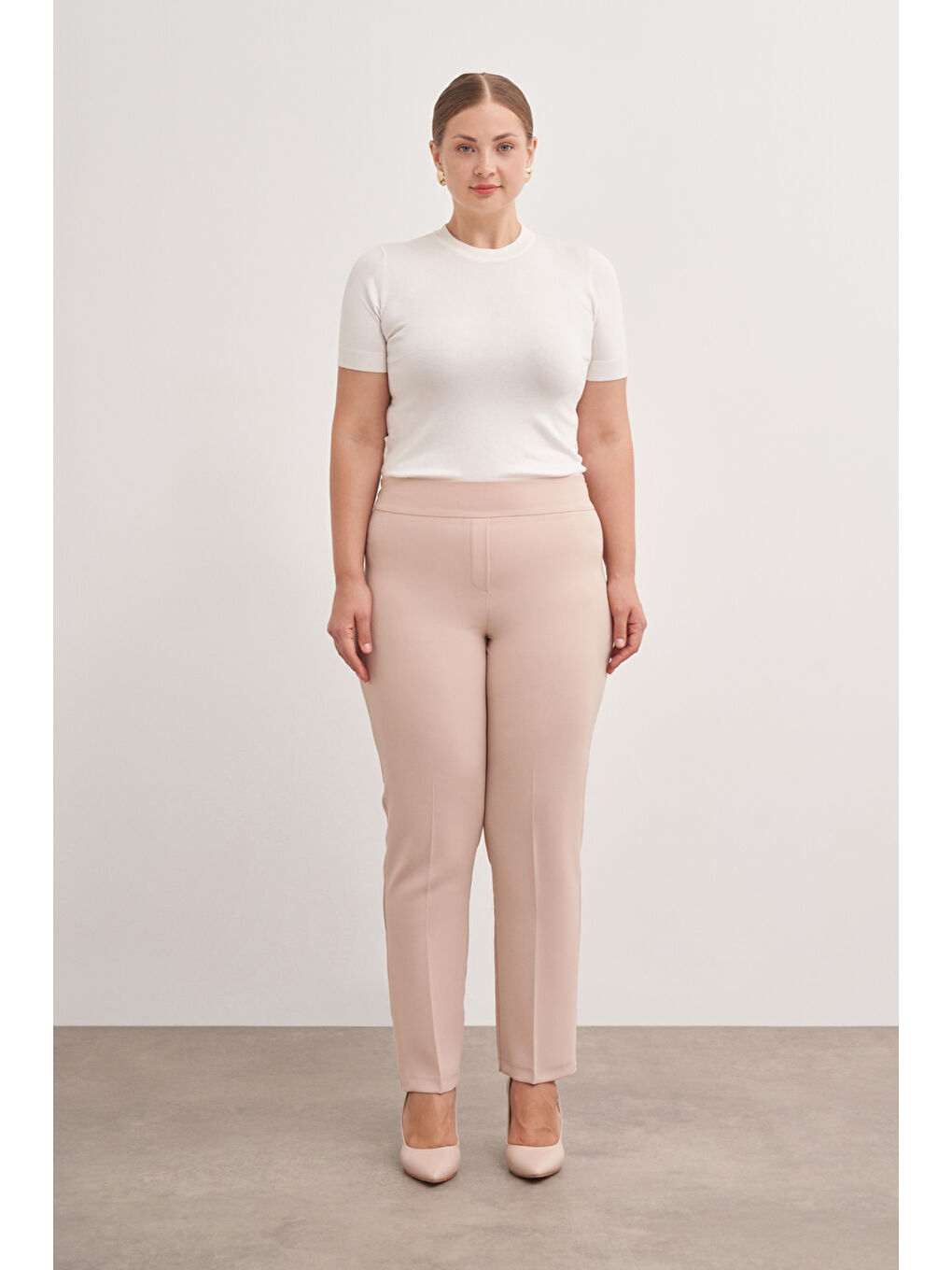 Bej 3649112 Arka Bel Lastikli Pantolon