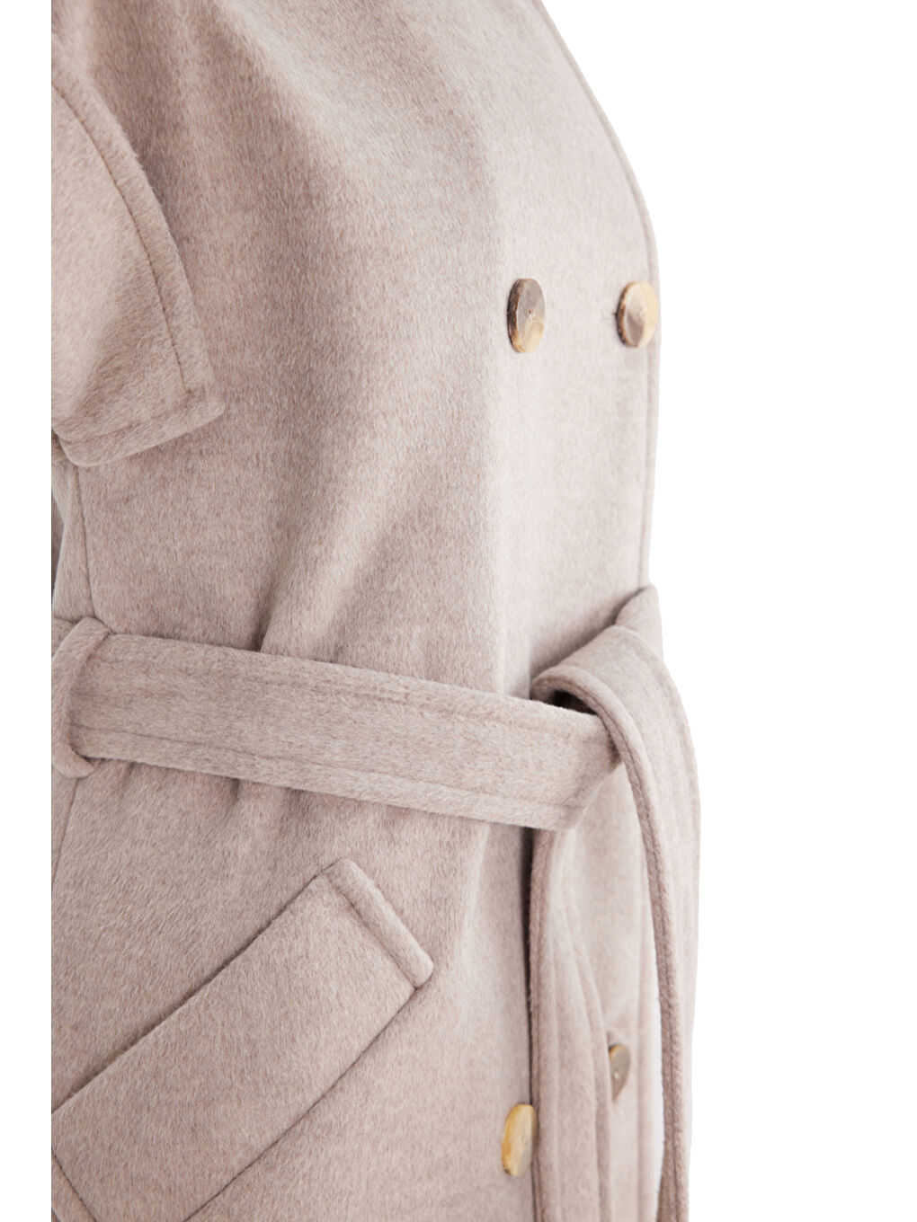 Bej Apolet Detaylı Belden Kuşaklı Yelek-1