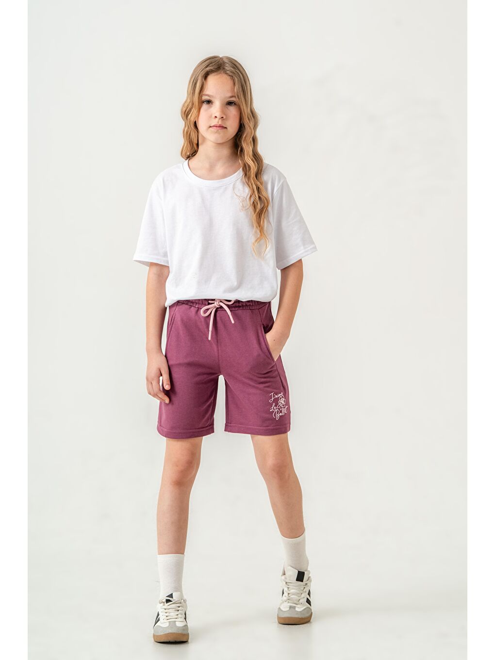 Pembe Jaime Le  Bullet Nakışlı Kız Çocuk Şort-1