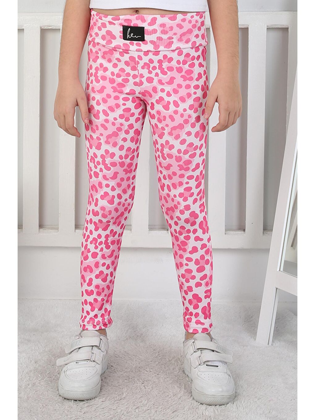 Kız Çocuk Pembe Leopar Desenli Tayt - 26802