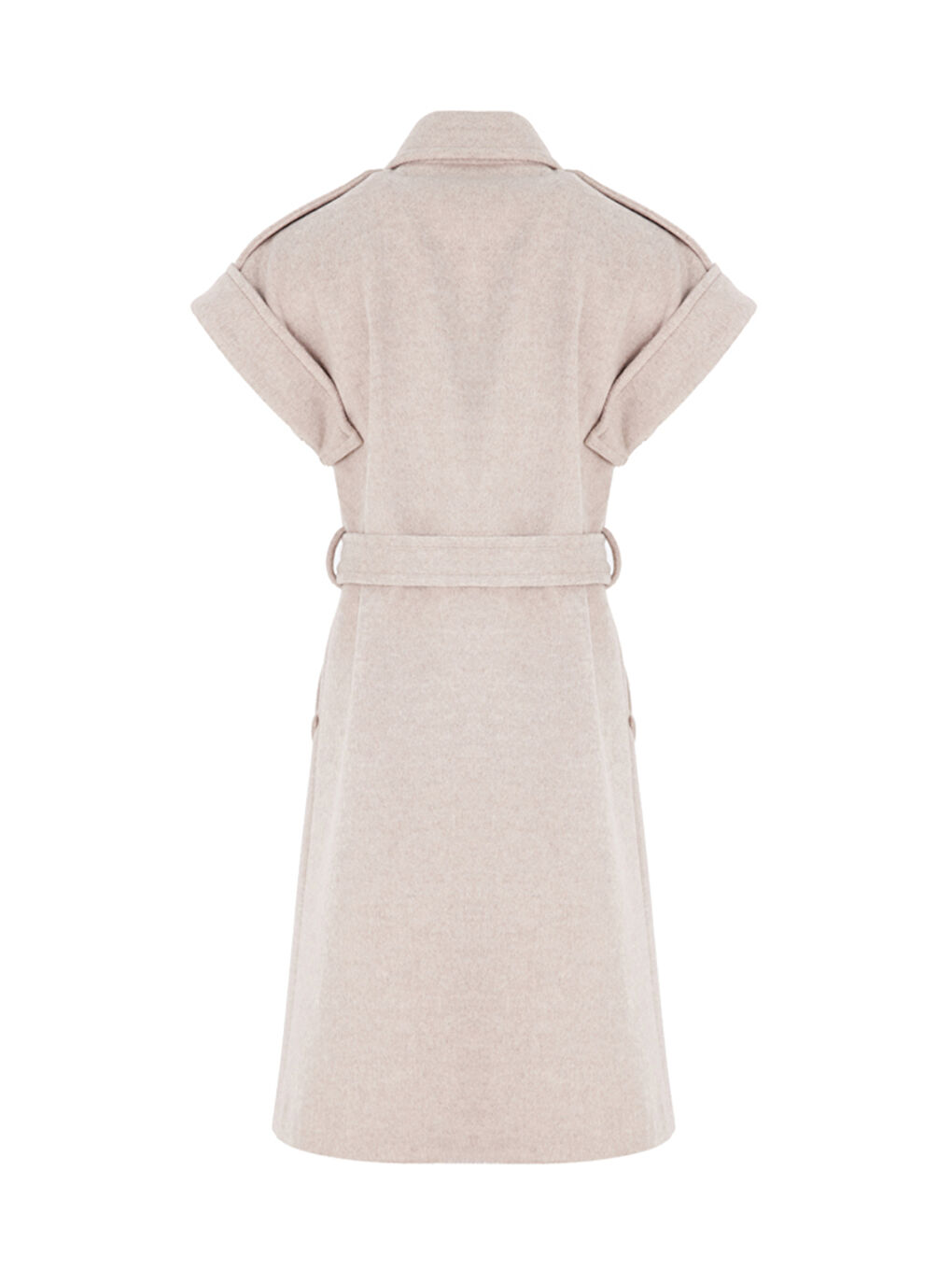 Bej Apolet Detaylı Belden Kuşaklı Yelek-2