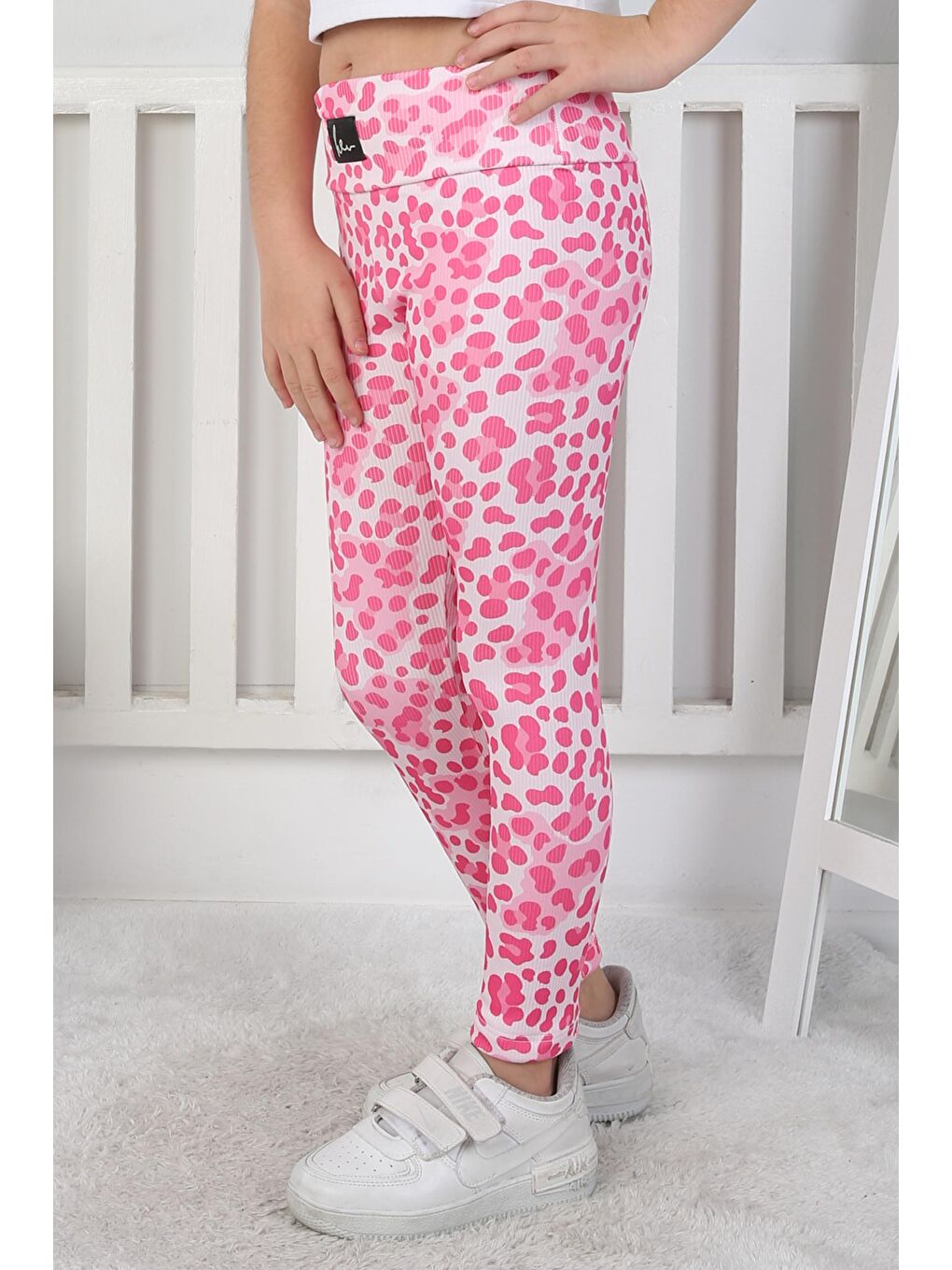 Kız Çocuk Pembe Leopar Desenli Tayt - 26802-2