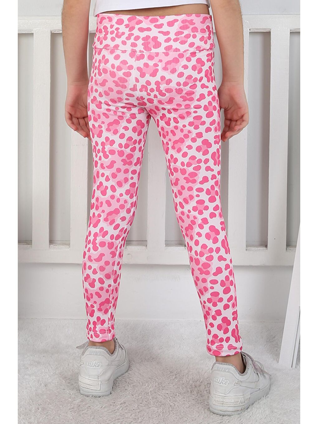 Kız Çocuk Pembe Leopar Desenli Tayt - 26802-3