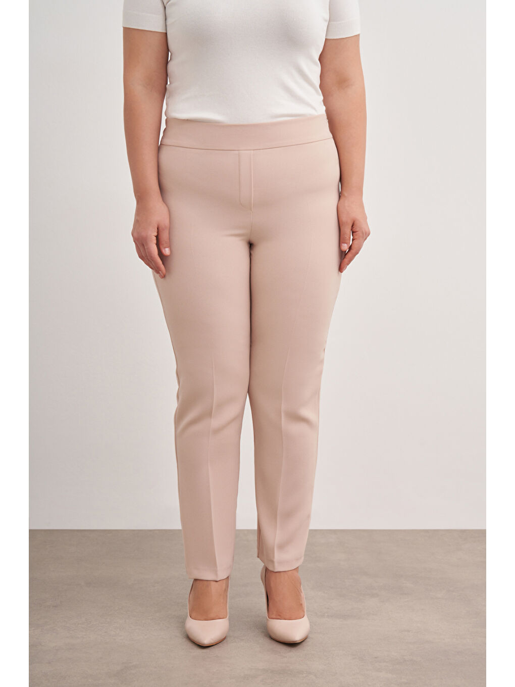 Bej 3649112 Arka Bel Lastikli Pantolon-3