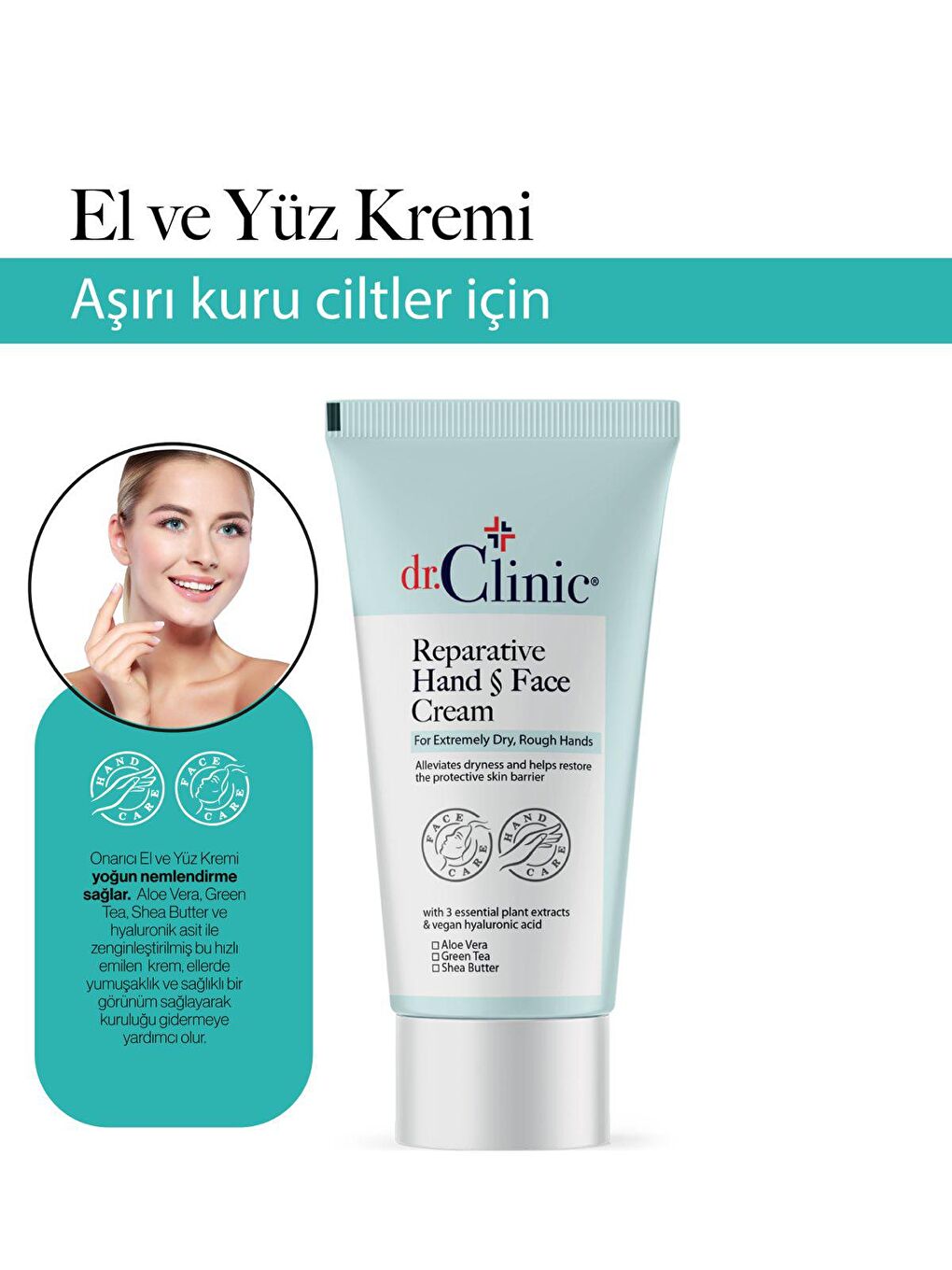 Dr. Clinic Şeffaf Onarıcı El ve Yüz Kremi 50 ml