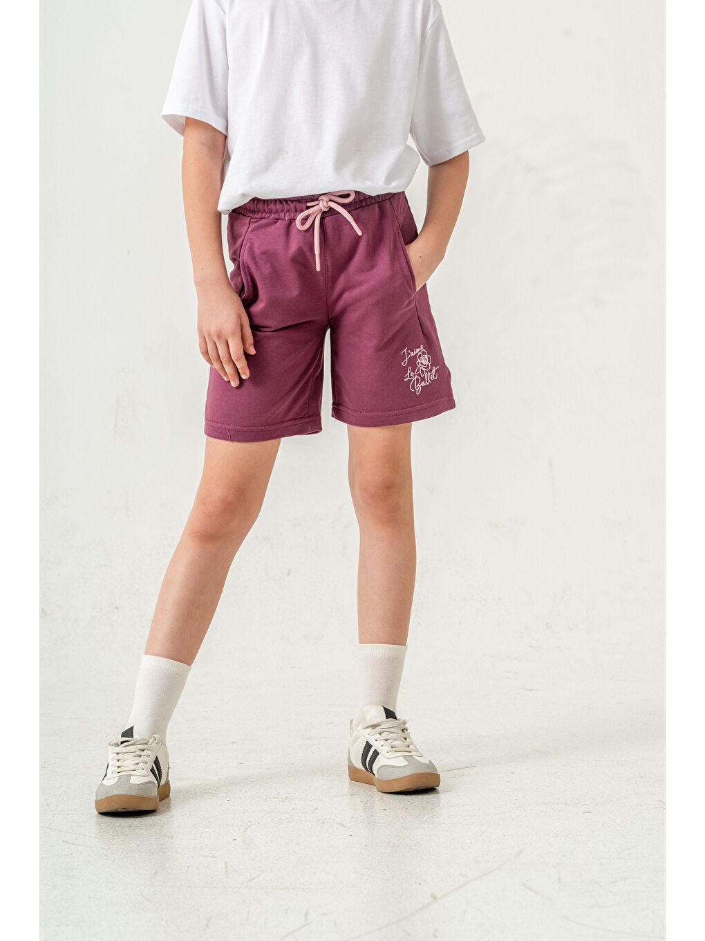 Pembe Jaime Le  Bullet Nakışlı Kız Çocuk Şort-4