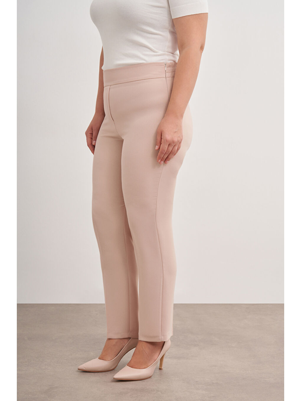 Bej 3649112 Arka Bel Lastikli Pantolon-4