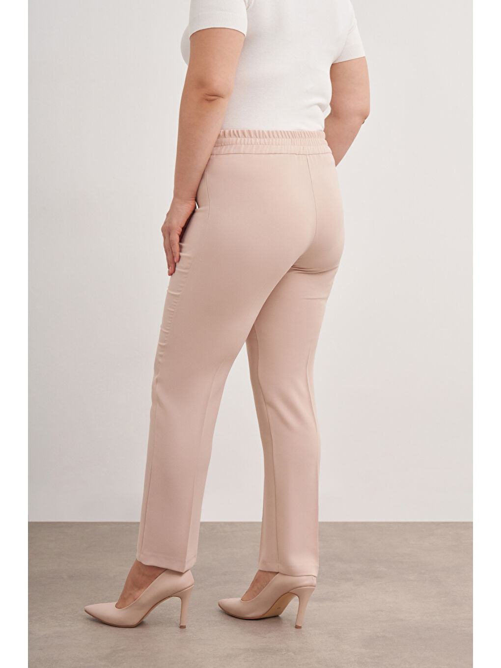 Bej 3649112 Arka Bel Lastikli Pantolon-5