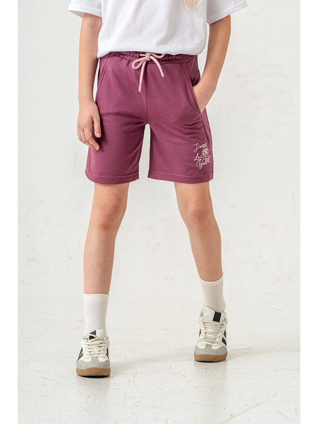 Pembe Jaime Le  Bullet Nakışlı Kız Çocuk Şort-6